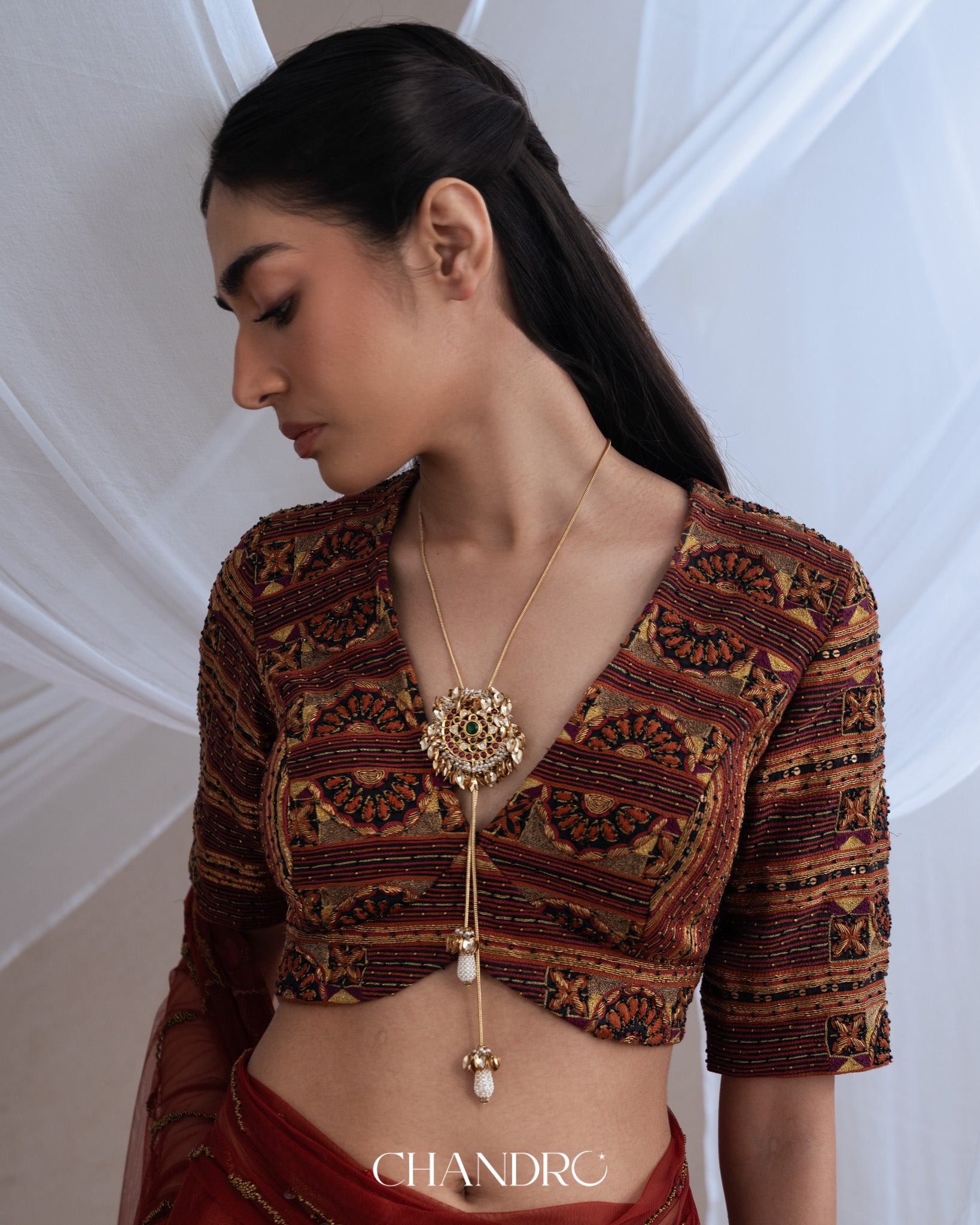 Suna Ruby Red 925 Silver Gold Plated Necklace