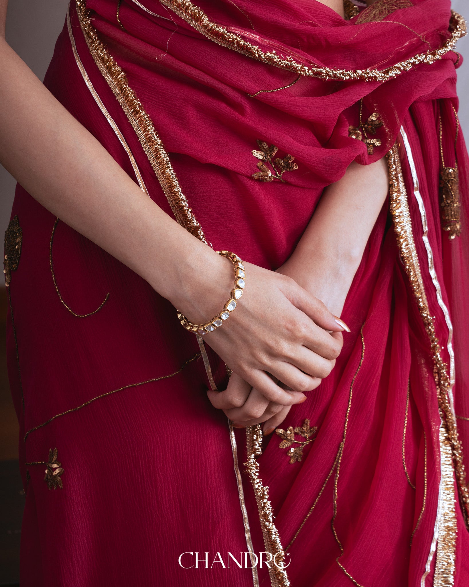 Dera 925 Silver Moissanite Gold Plated Bangle (Single)