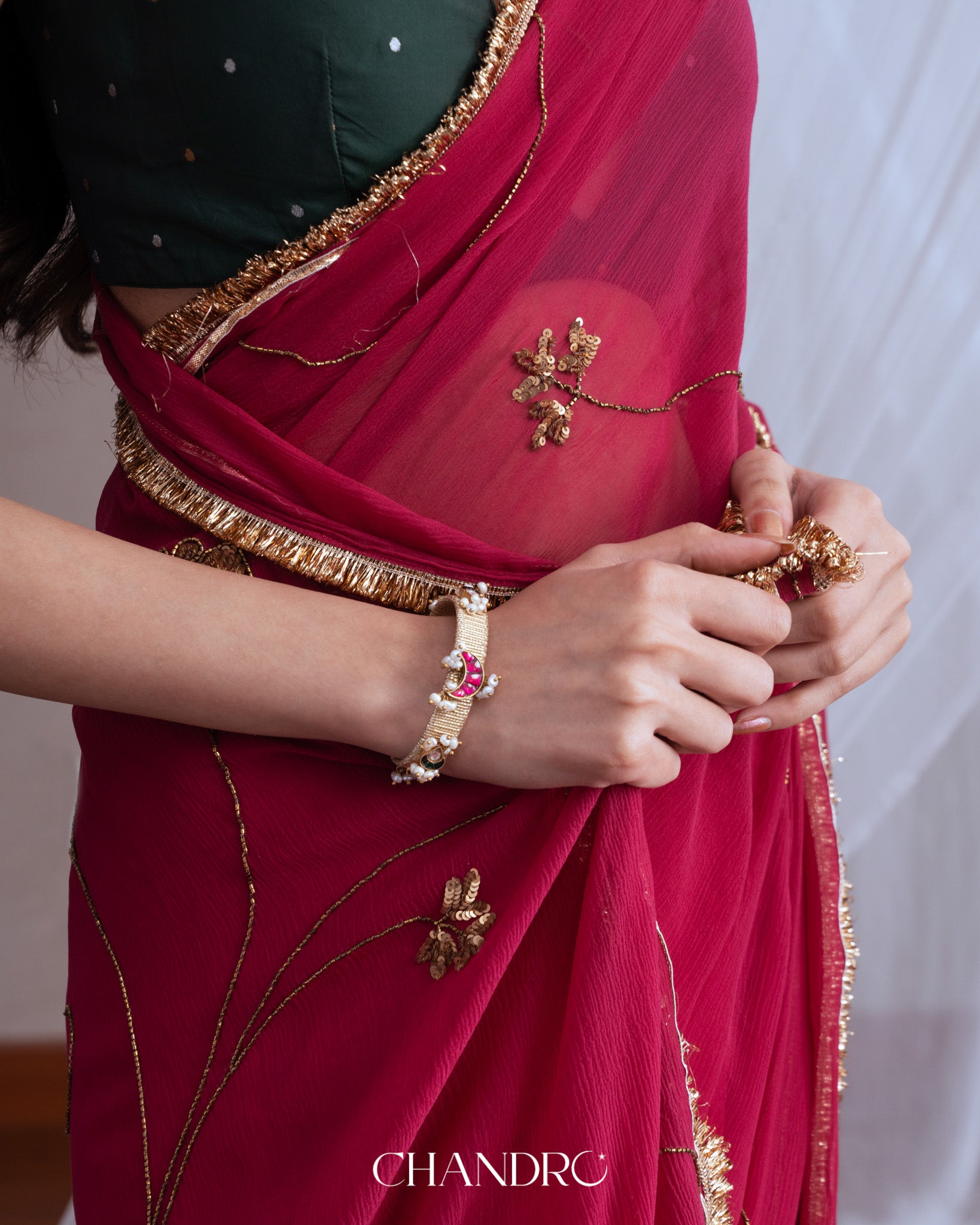 Adhu 925 Silver Gold Plated Freshwater Pearls Cuff