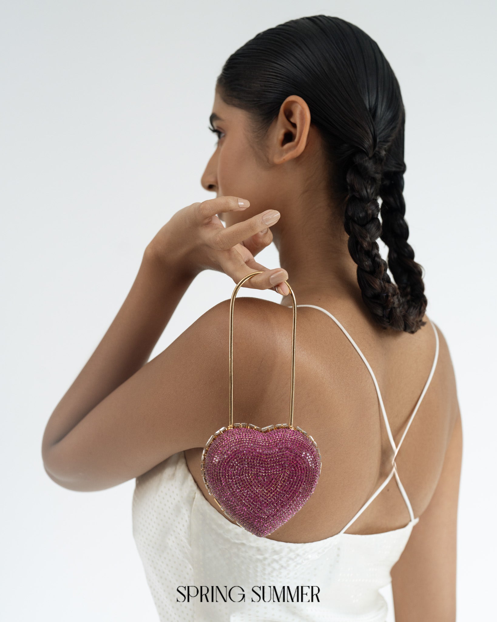 Heart Lock Nano Bag in Hot Pink