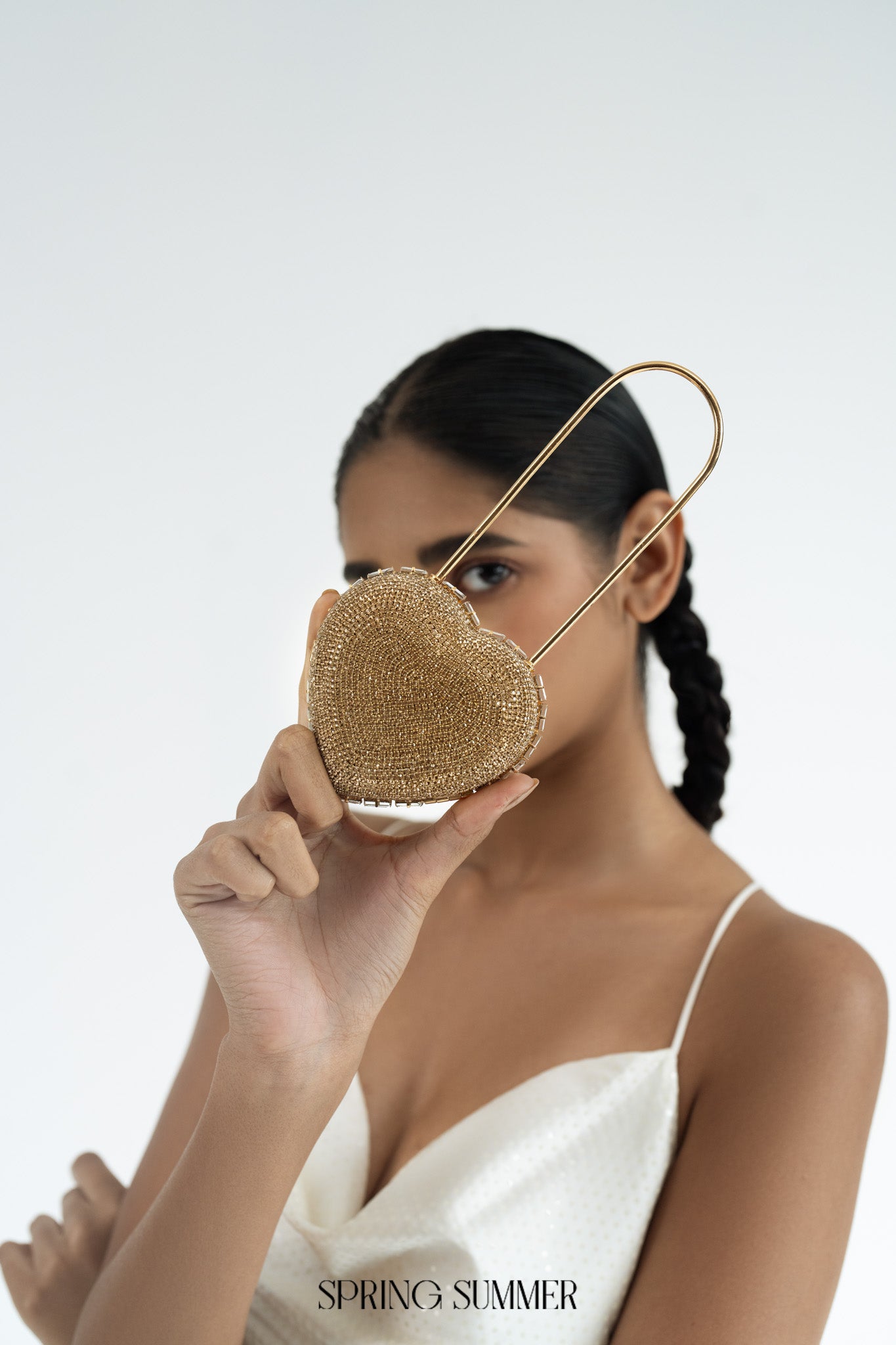 Heart Lock Nano Bag in Champagne Gold