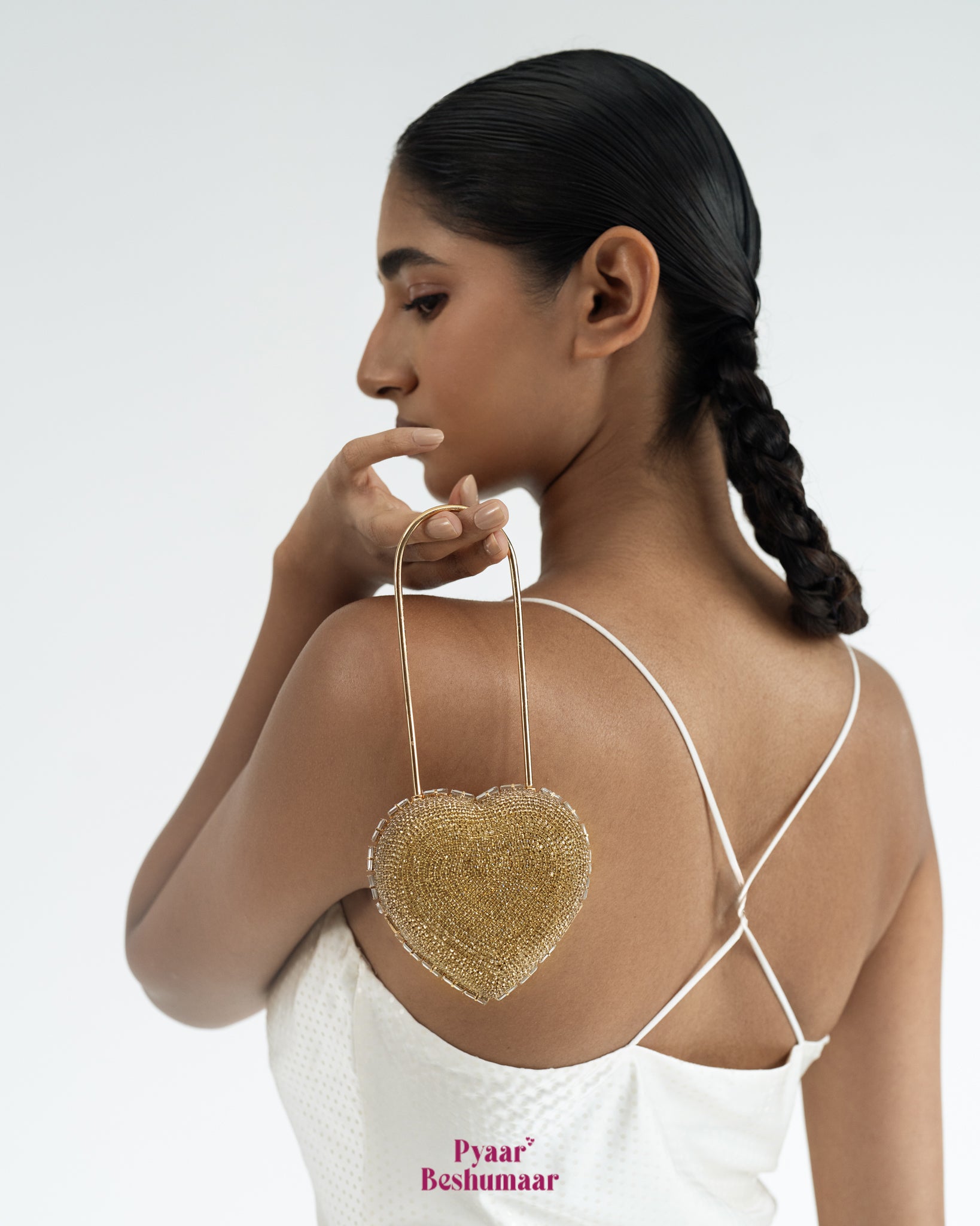 Heart Lock Nano Bag in Champagne Gold
