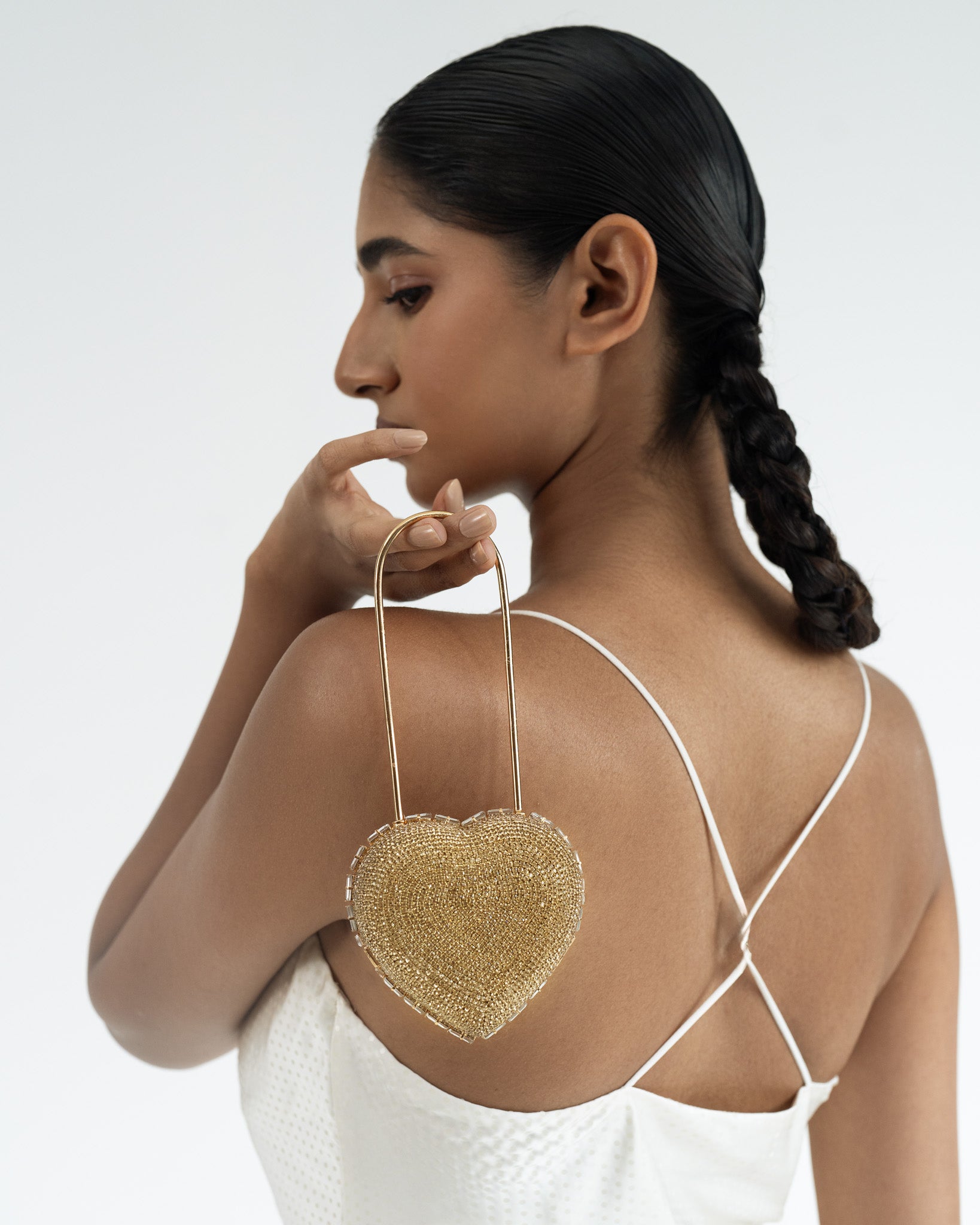 Heart Lock Nano Bag in Champagne Gold