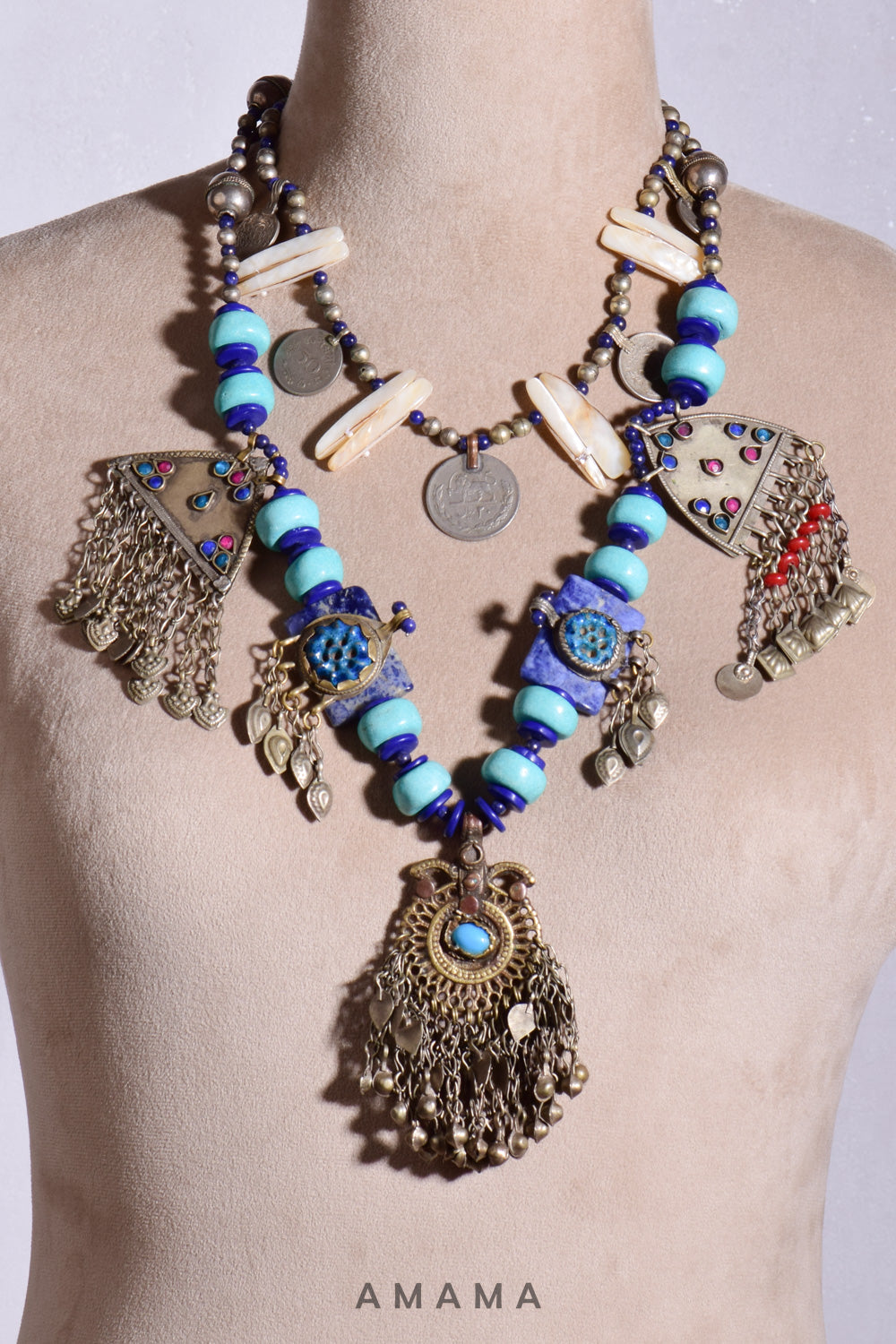 Amama,Turquoise Beaded Necklace