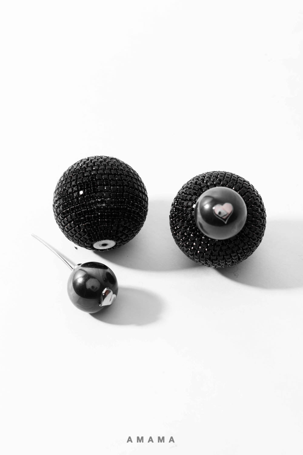 Amama,Mini Meteor Earrings in Charcoal Black