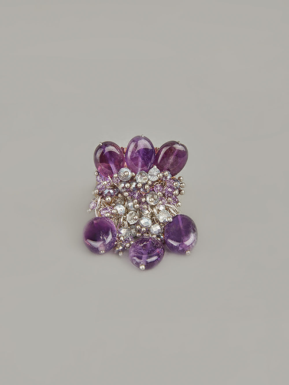 Amama,Handcrafted Amethyst Crystal Finger Ring