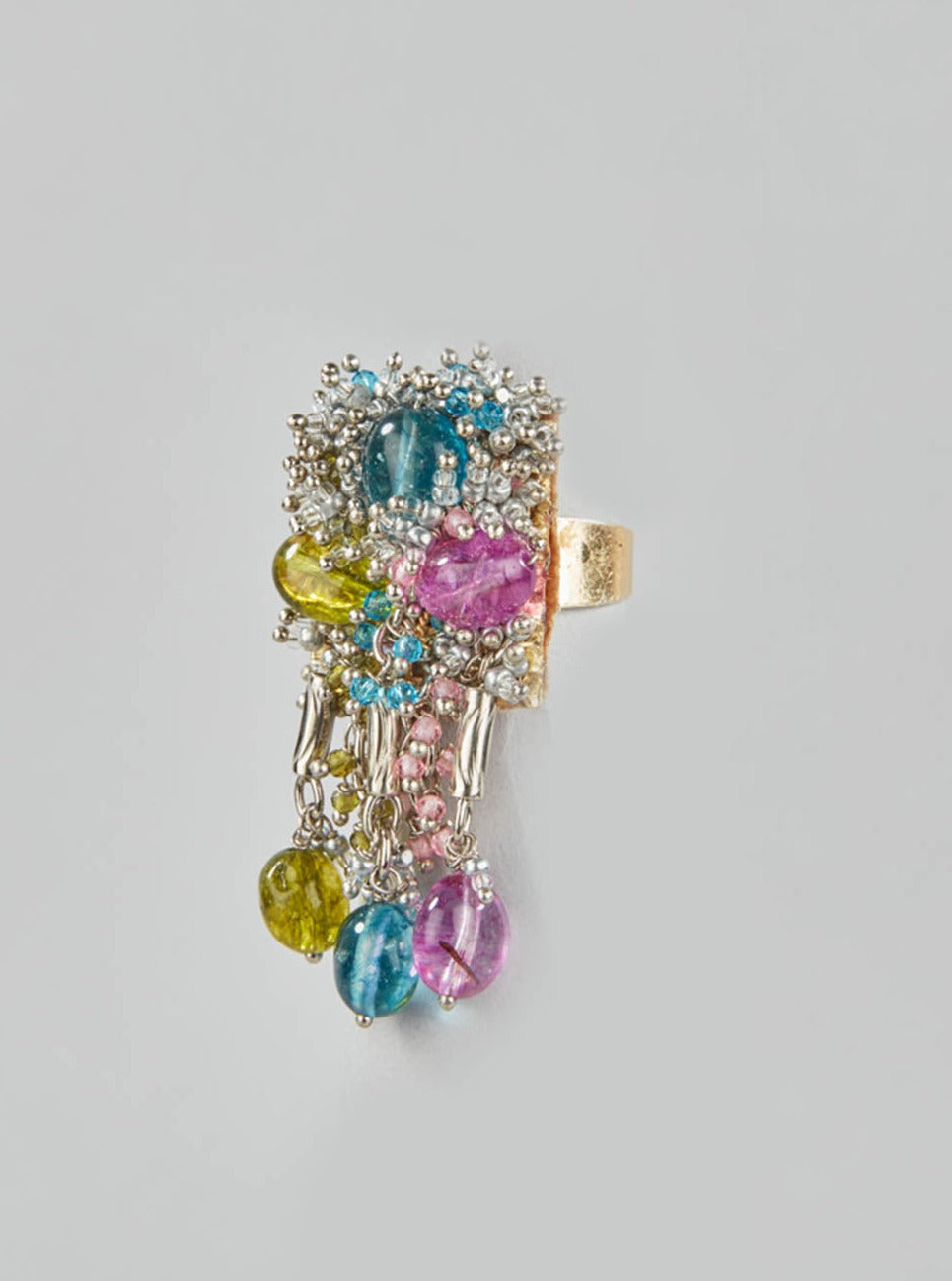 Amama,Azumina Coloured bead and Stone Finger Ring