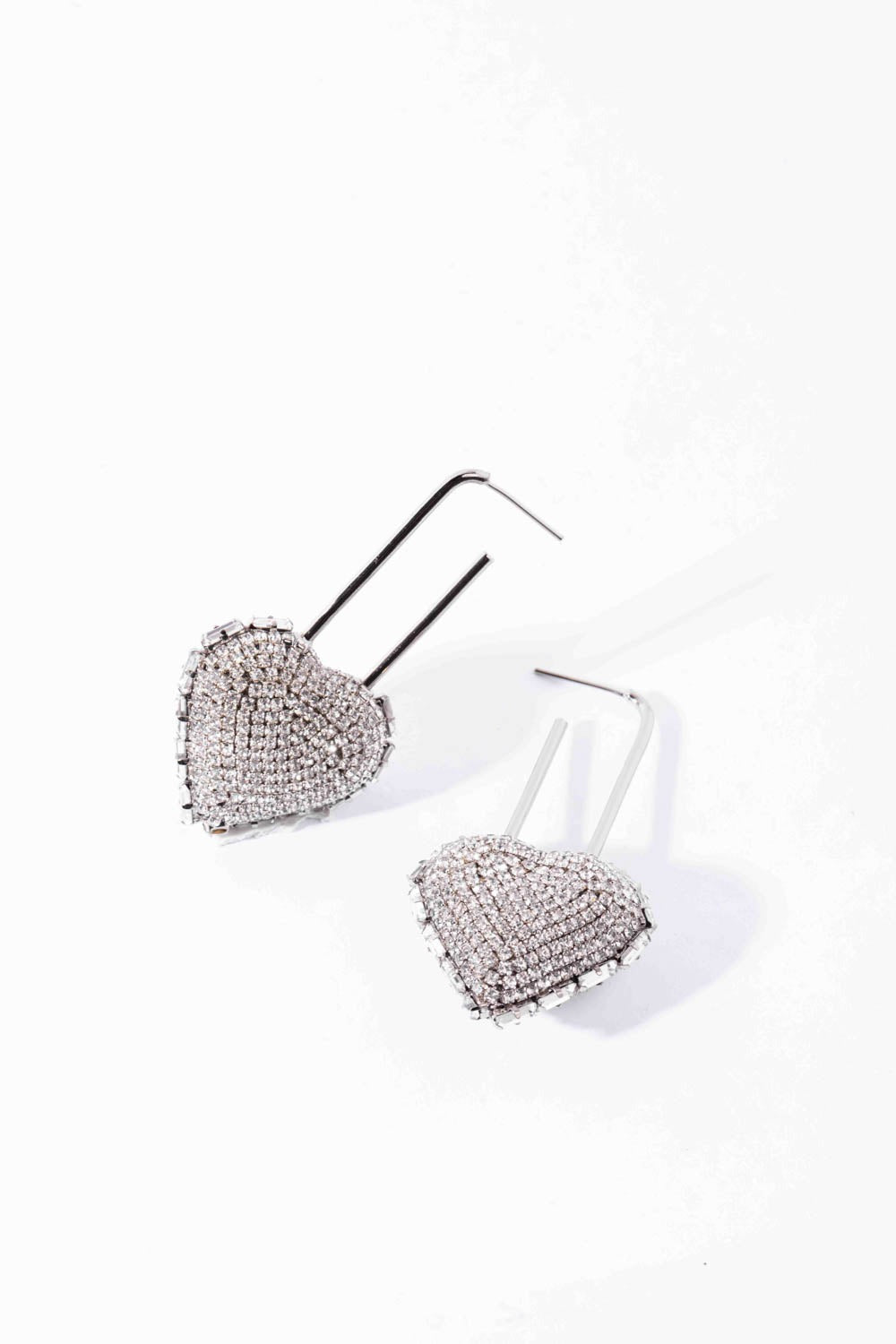 Amama,Heart Lock Hoops In Sparkling White