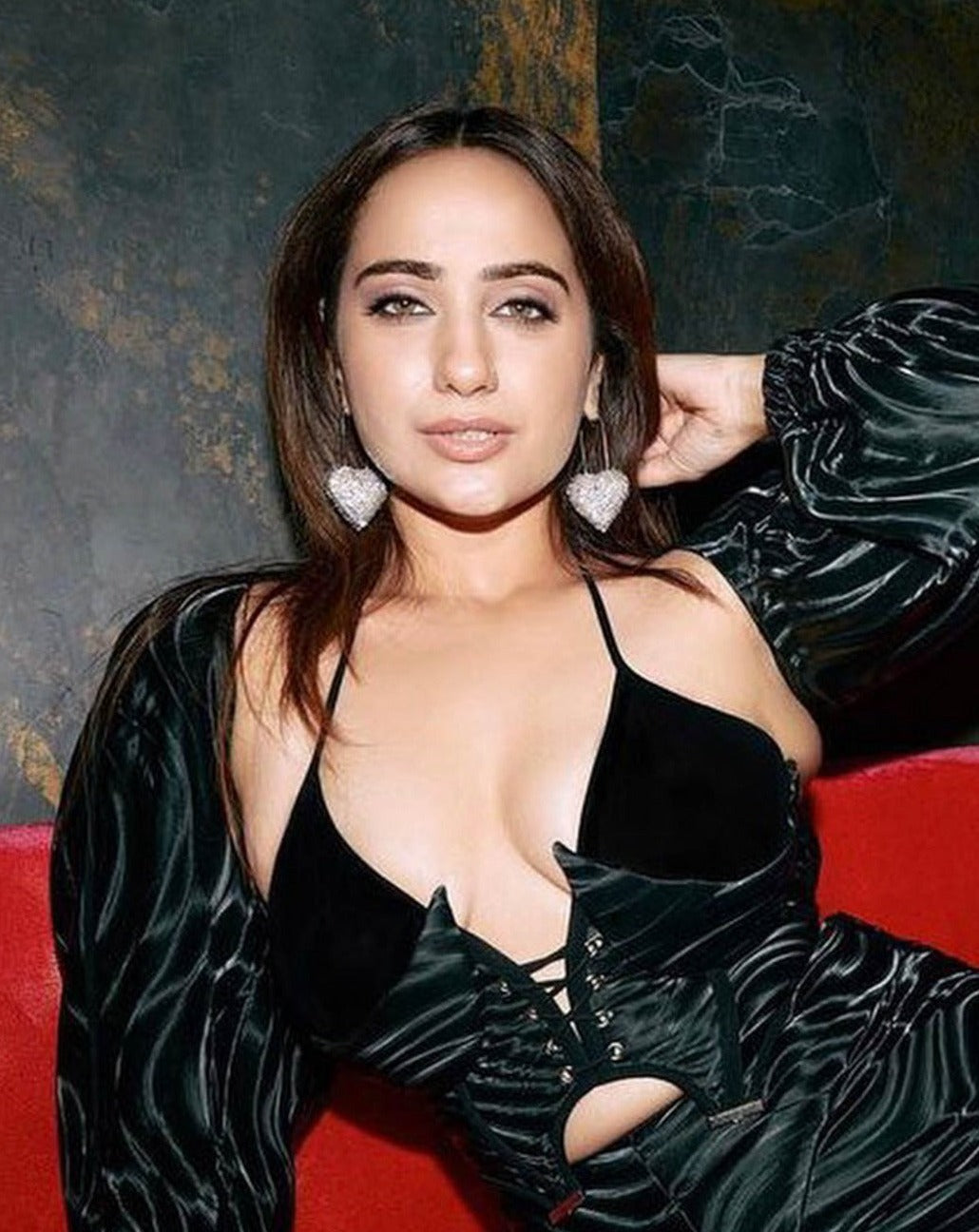 Heart Lock Hoops In Sparkling White Amama