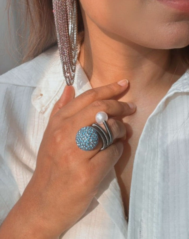 Orb Wrap Ring In Gunmetal