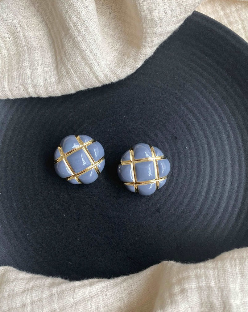 Blue Criss Cross Studs