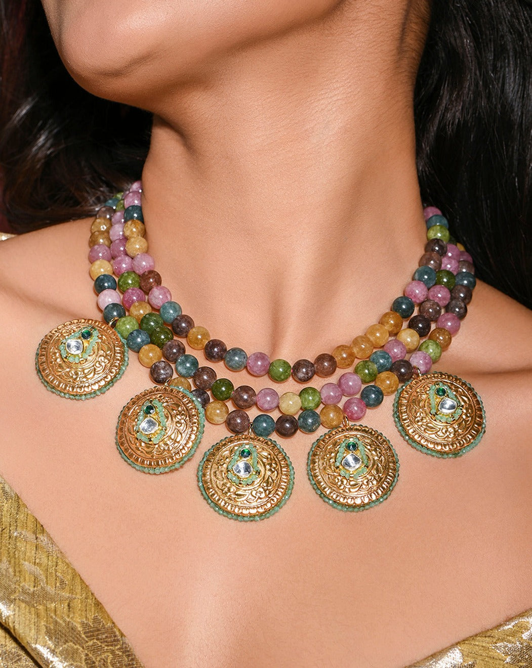Lustrous Multi-Colour Beaded Necklace