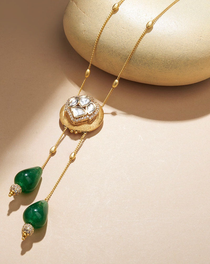 Harmonious Polki Tassel Necklace