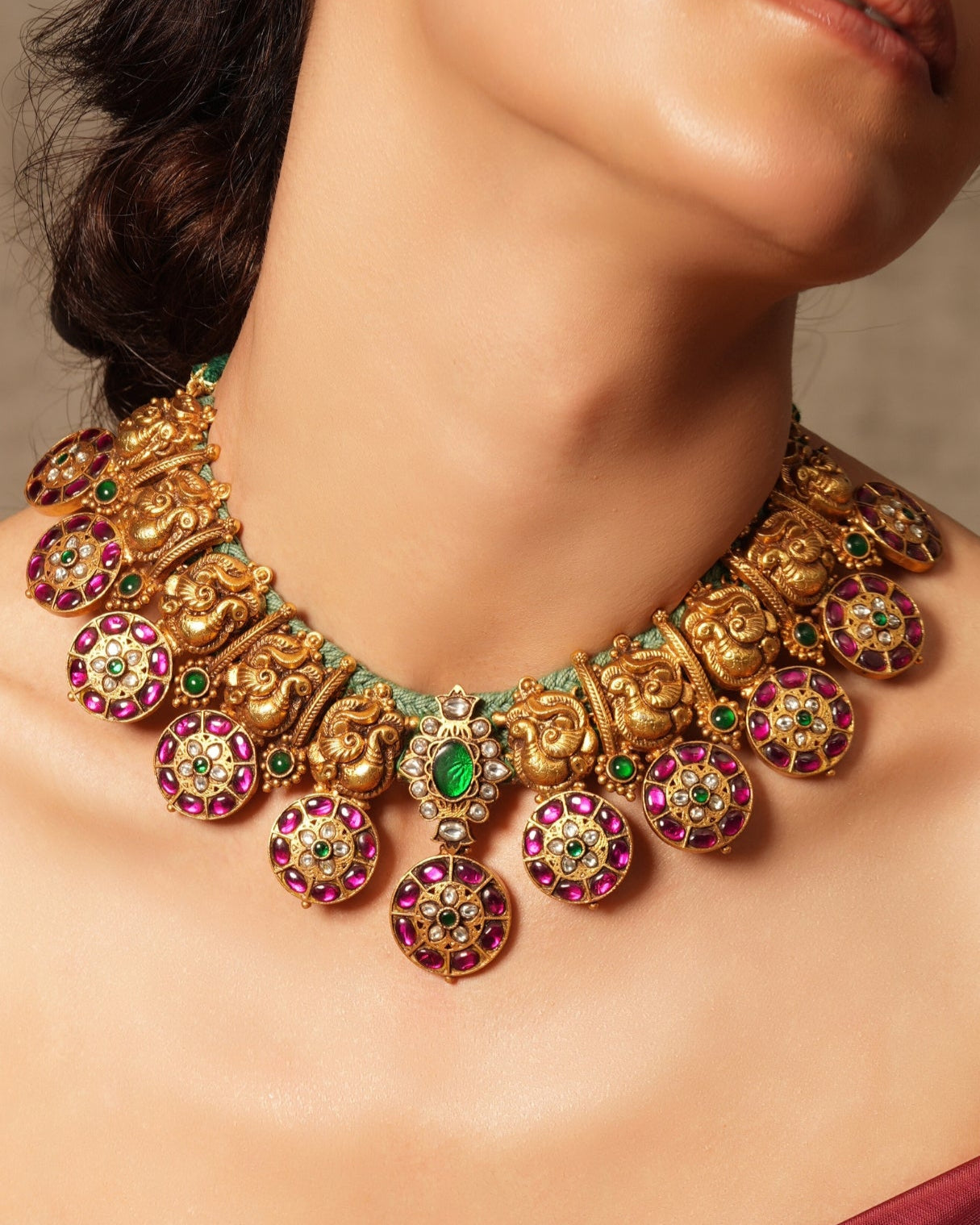 Golden Aura Temple Necklace