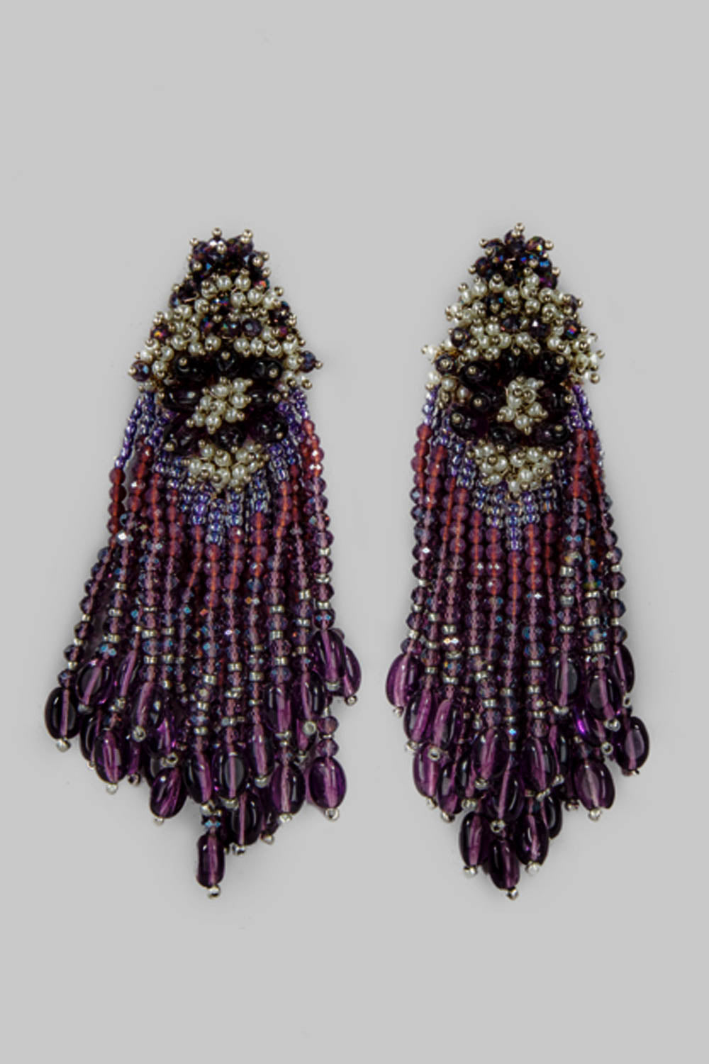 Amama,Anakia purple Beaded Crystal Dangling Earrings