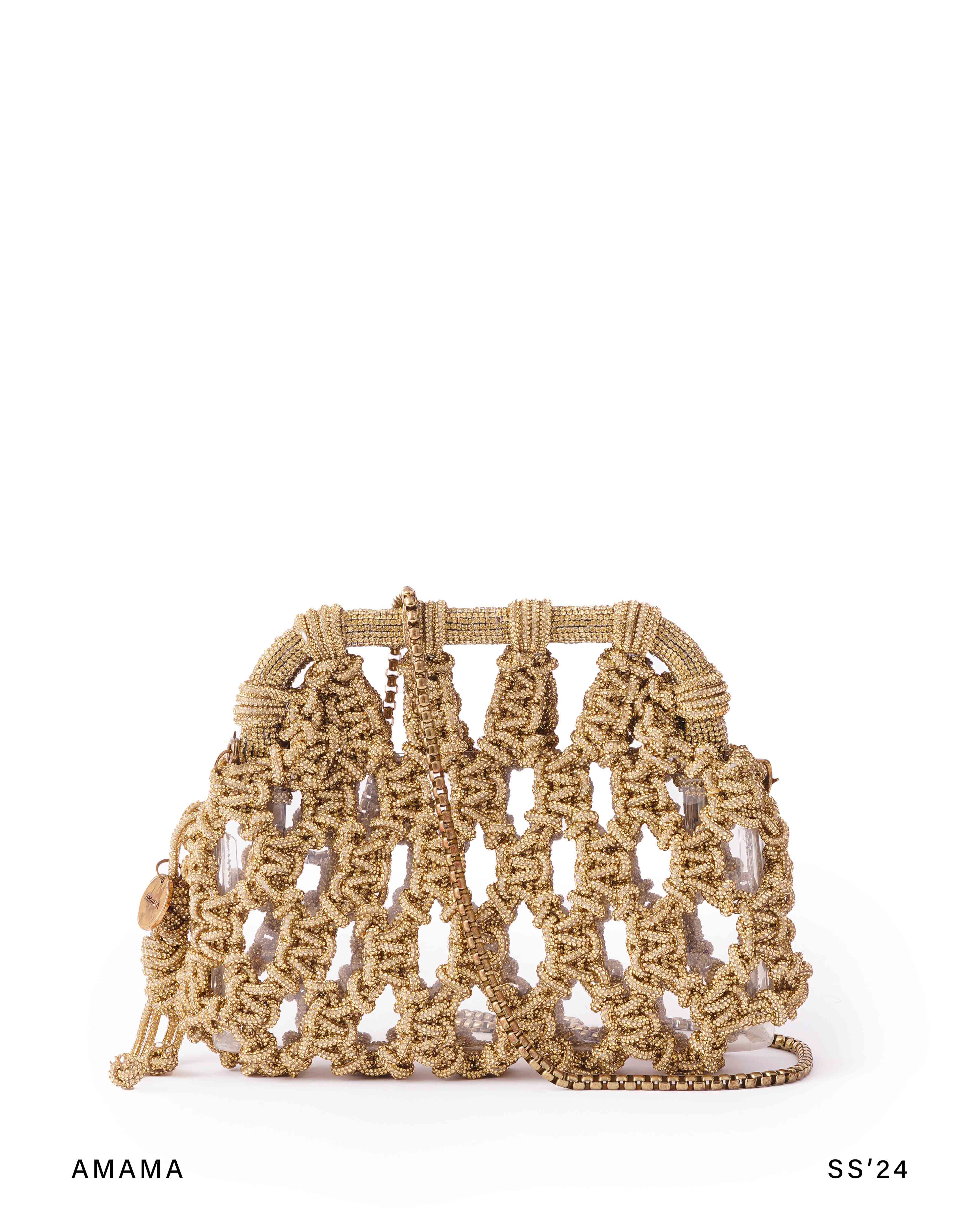 Luna Plaided clutch in light gold