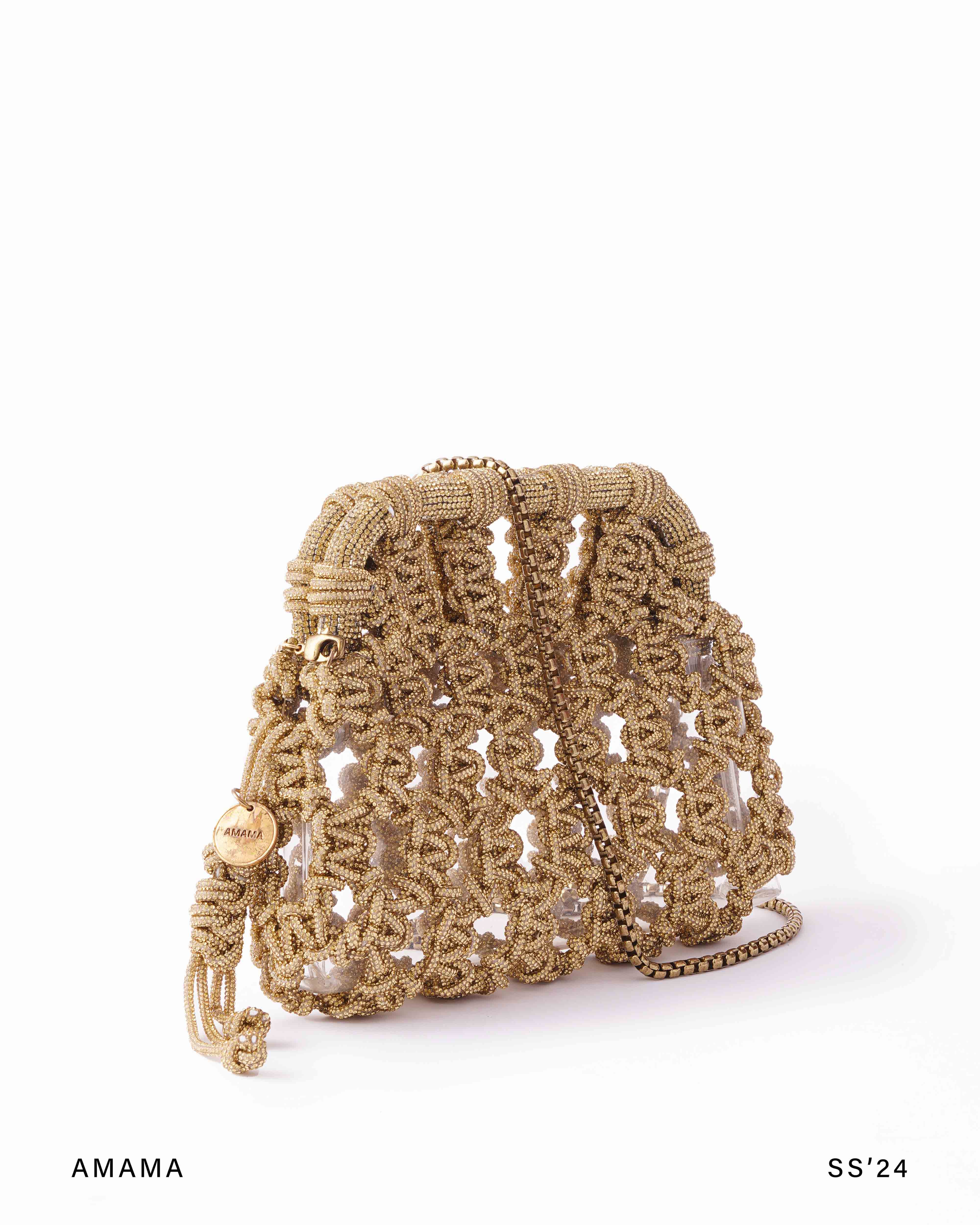 Luna Plaided clutch in light gold