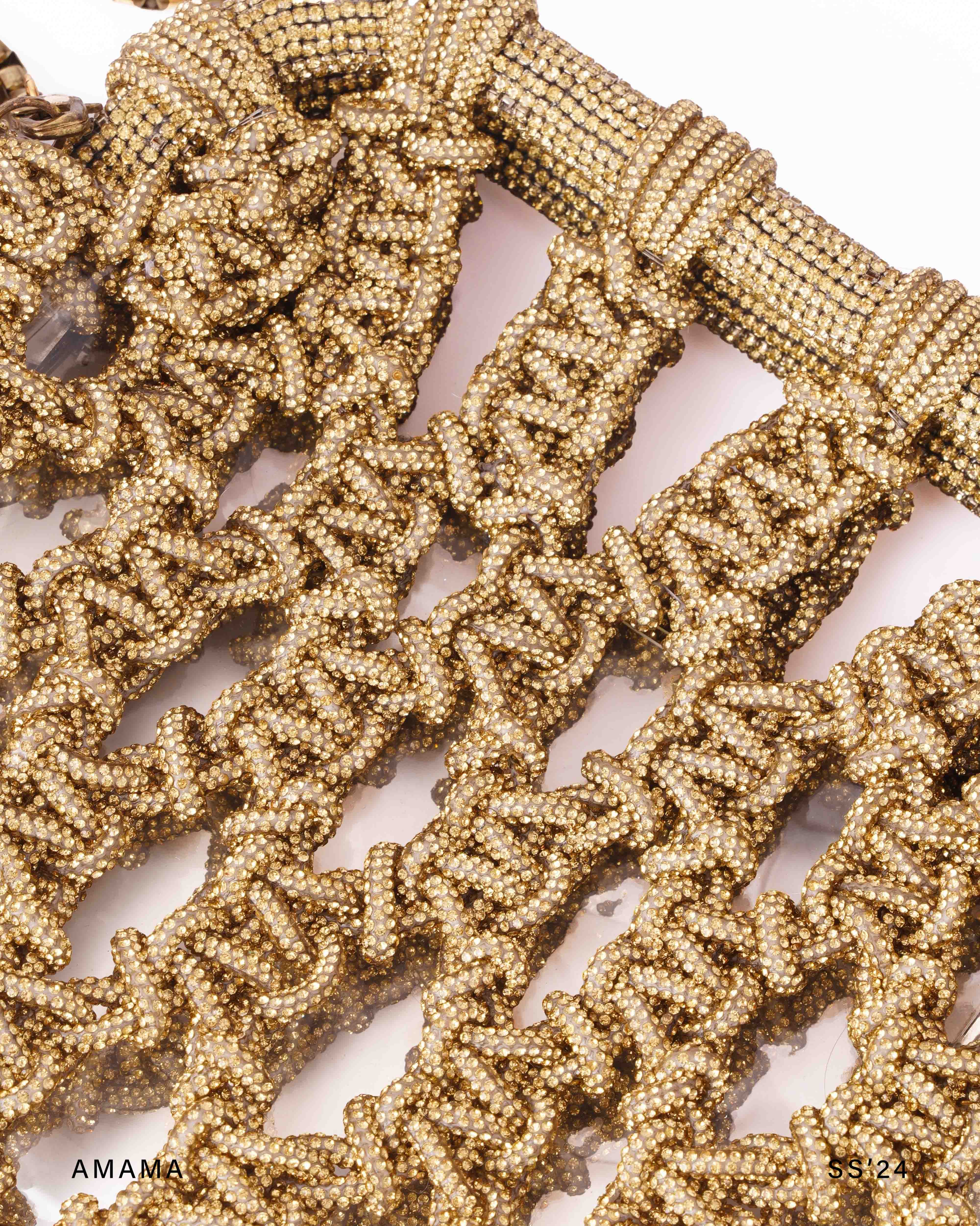 Luna Plaided clutch in light gold