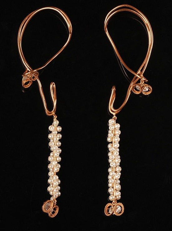 Amama,Luner Dew Gold Plated Pearl Ear Cuffs