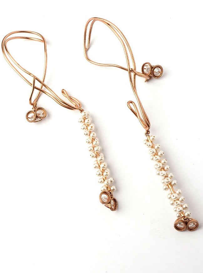Luner Dew Gold Plated Pearl Ear Cuffs