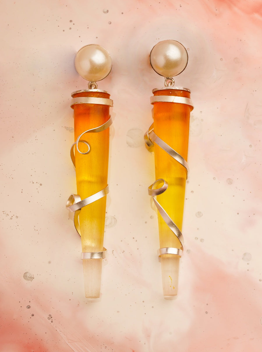 Limited Edition Coloured Acrylic And Pearl Earring