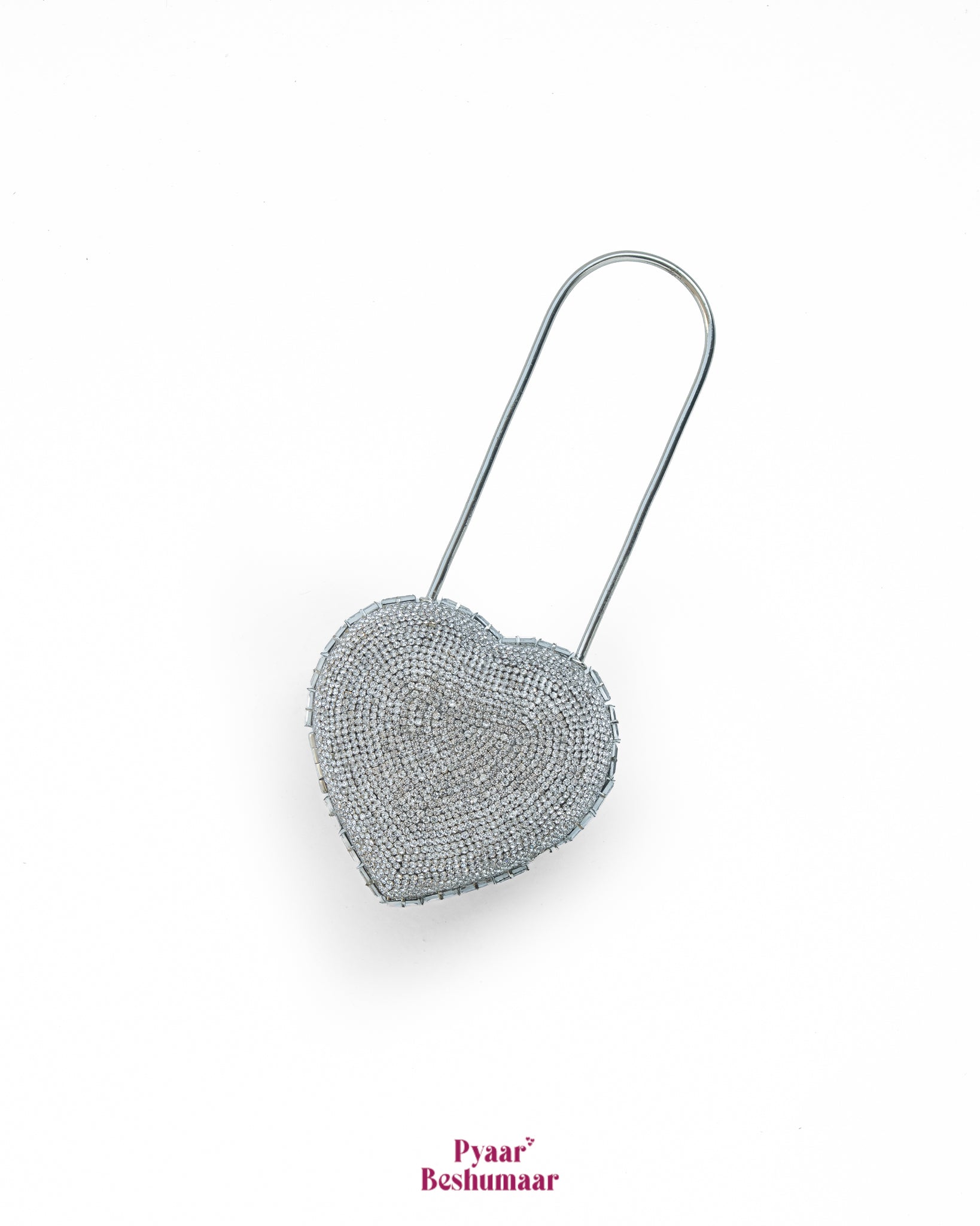 Heart Lock Nano Bag in Sparkling White