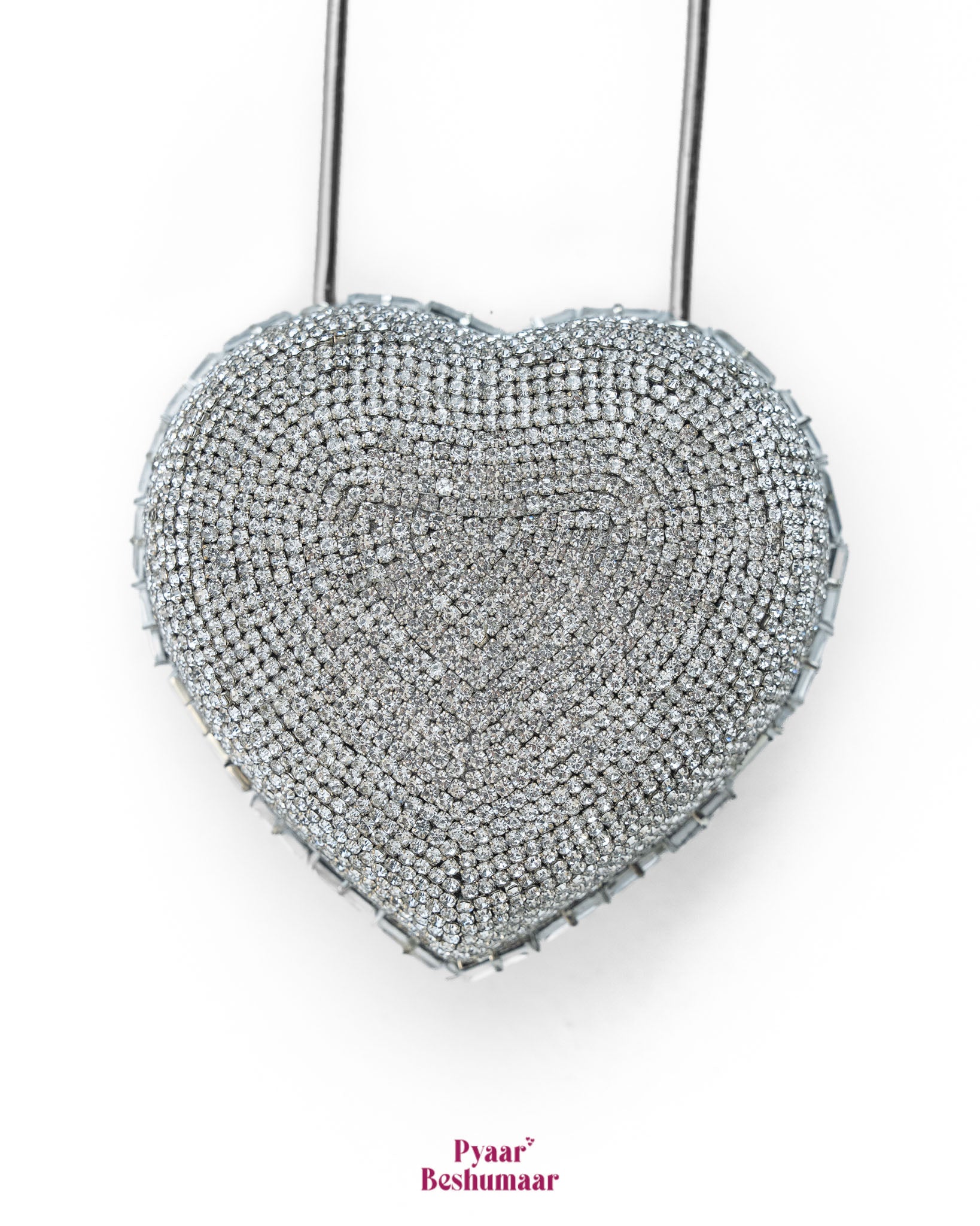 Heart Lock Nano Bag in Sparkling White
