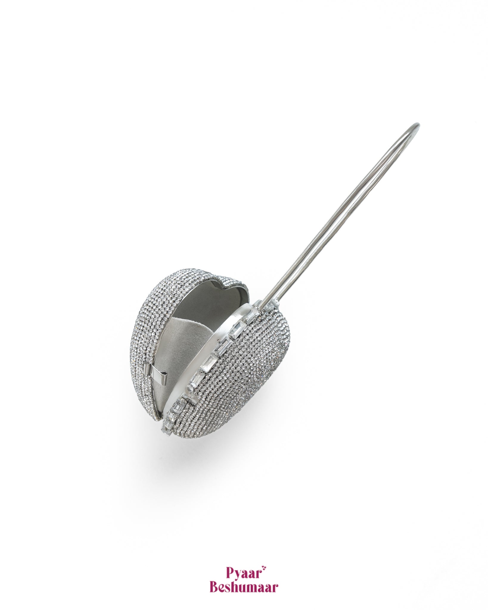 Heart Lock Nano Bag in Sparkling White