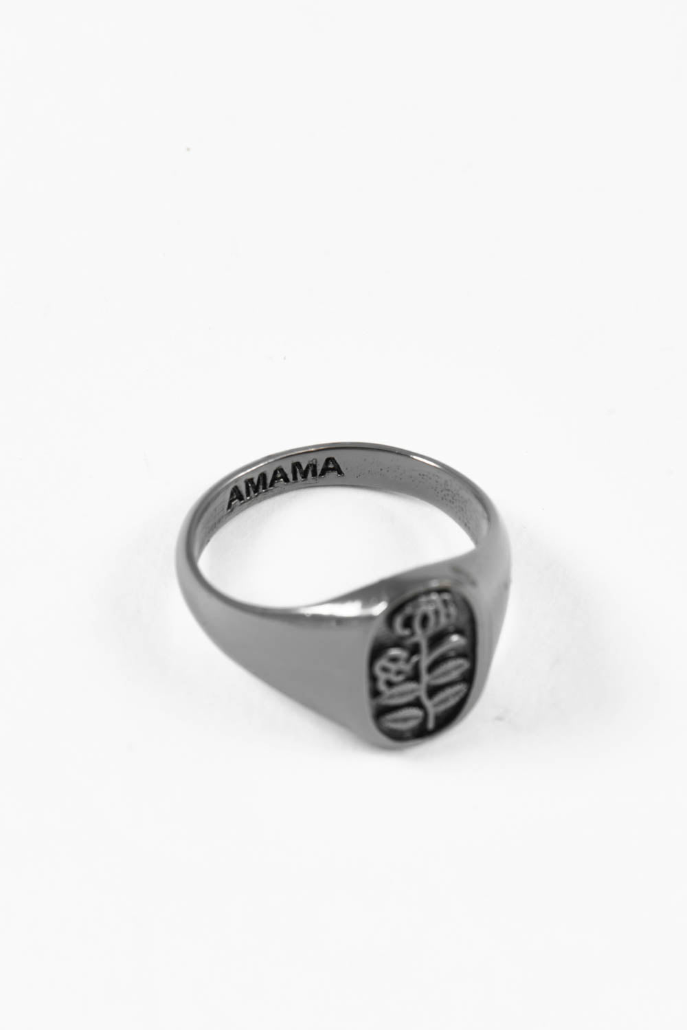 Amama,SubRosa Signet Ring In Gunmetal