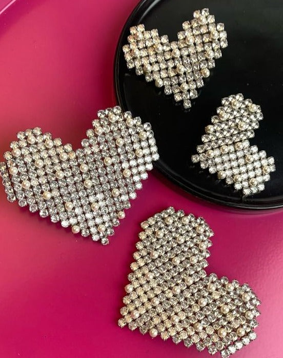 Cattleheart Earrings in Sparkling White