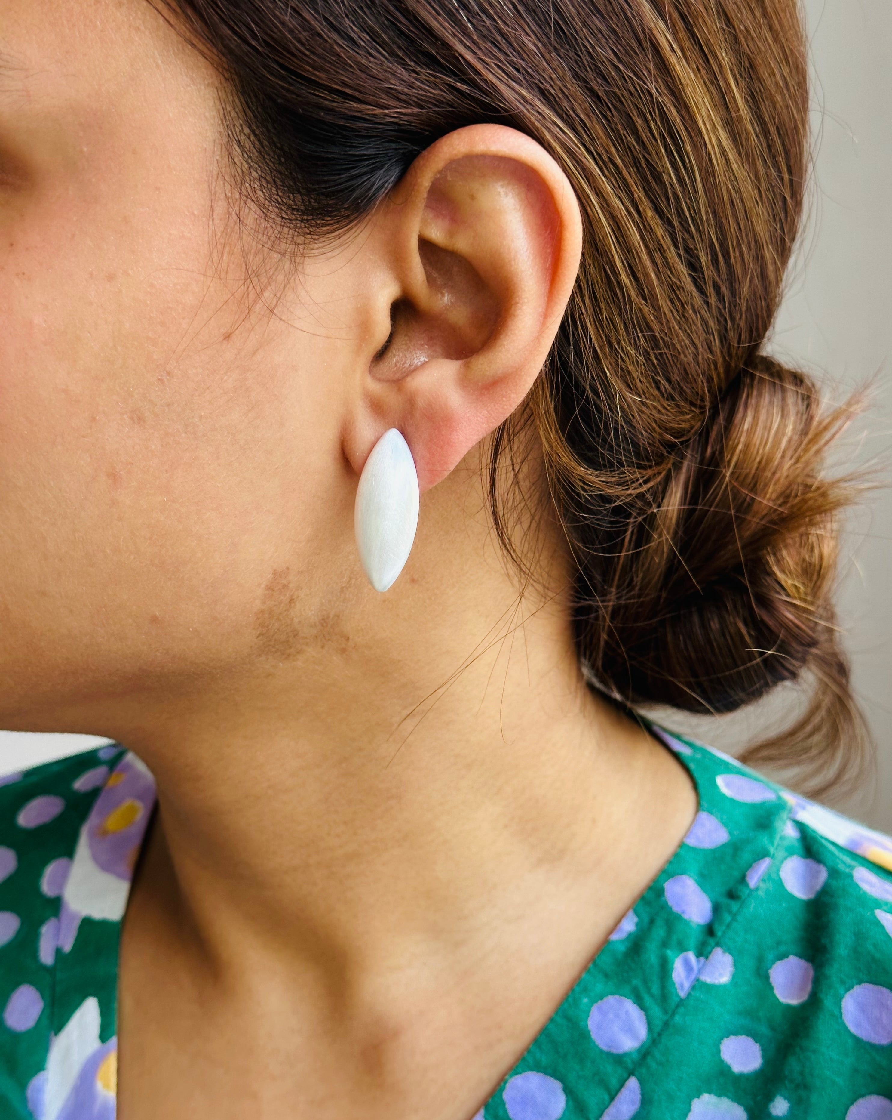 Charu Studs In White