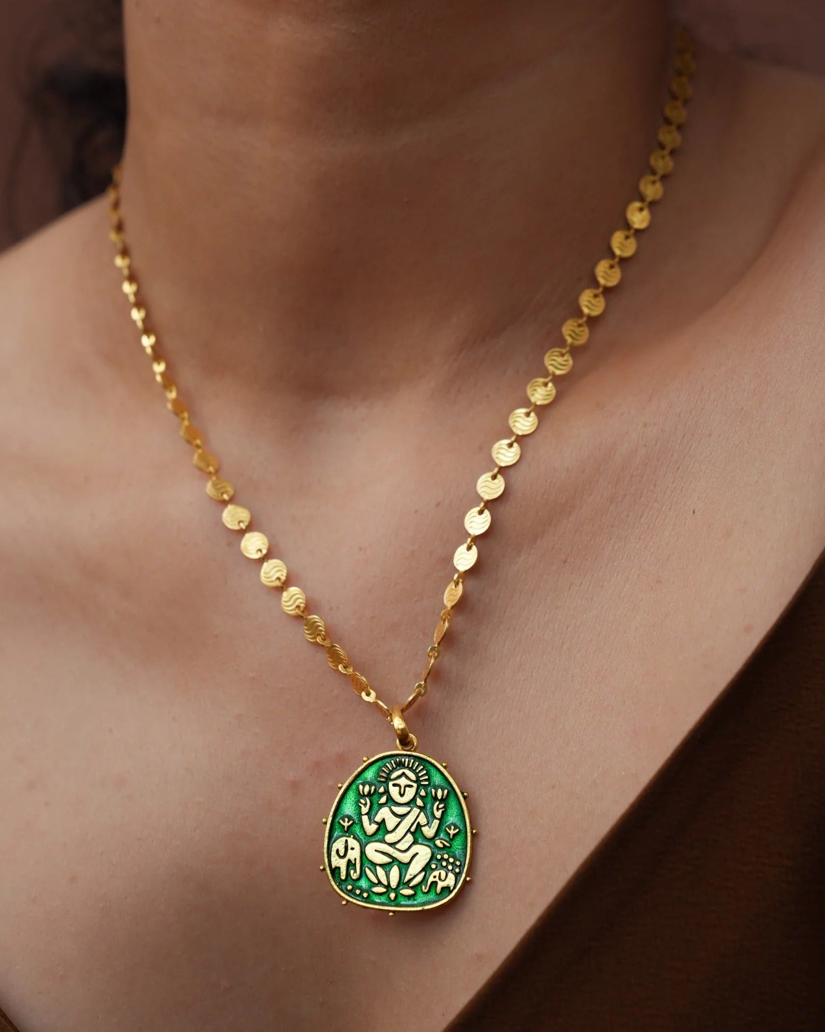 Lakshmi Pendant (Green)