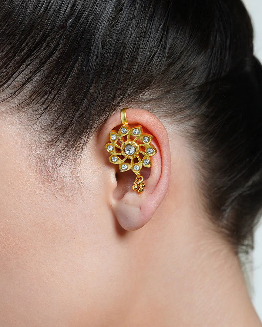 Sunburst Gold Ear Cuff Earrings