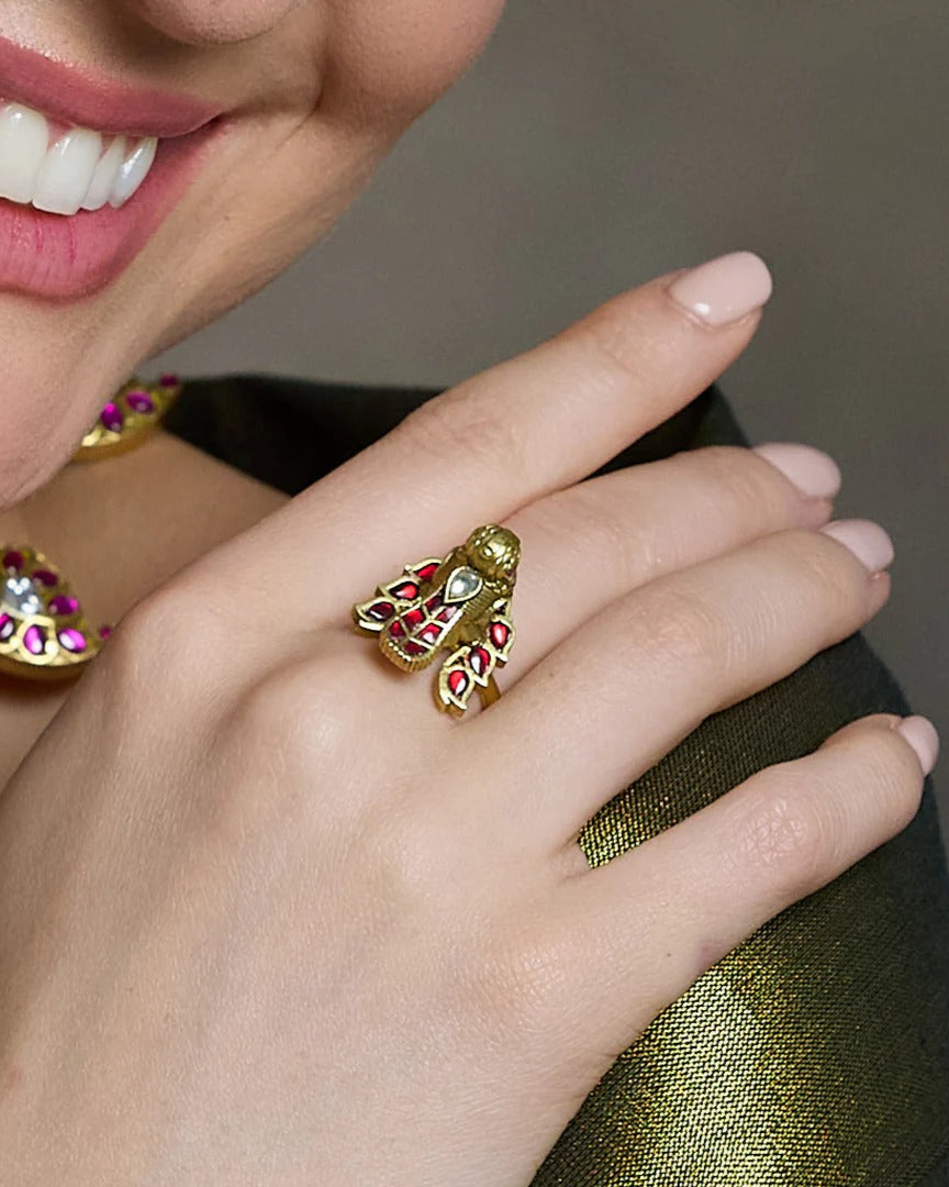 Golden Temple Drop Ring