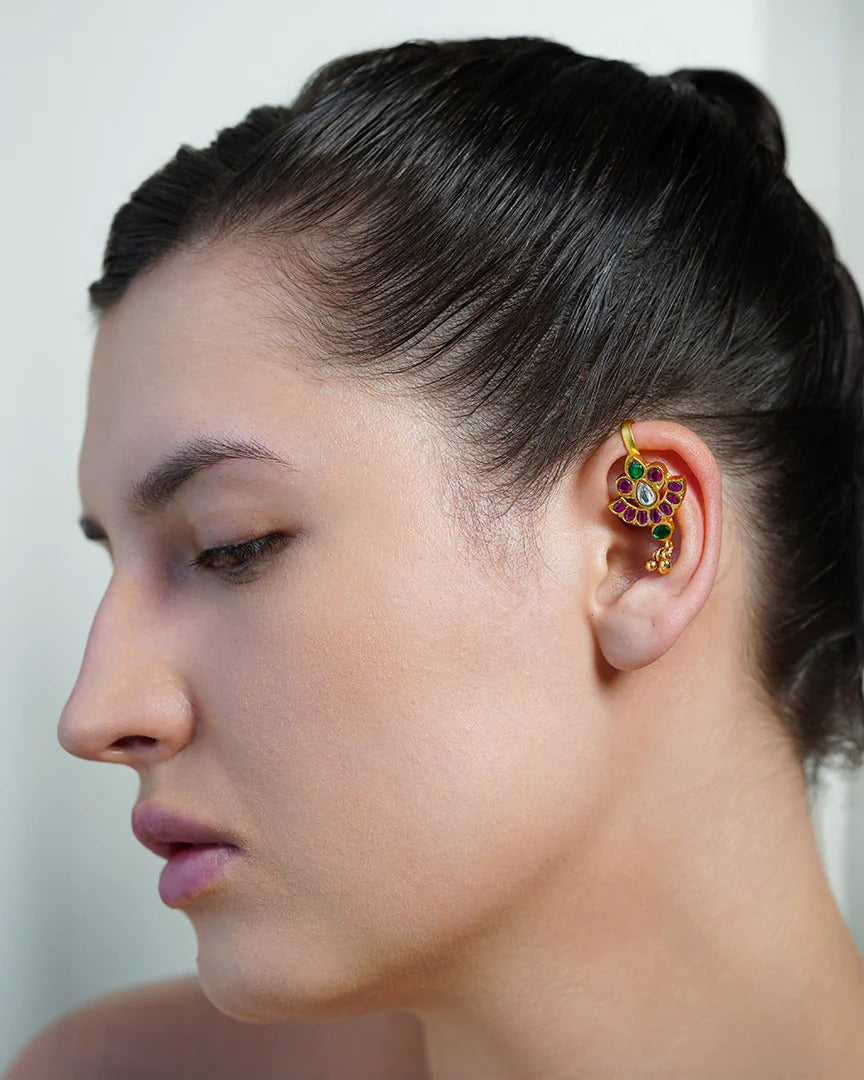 Petal Gem Ear Cuff Earrings