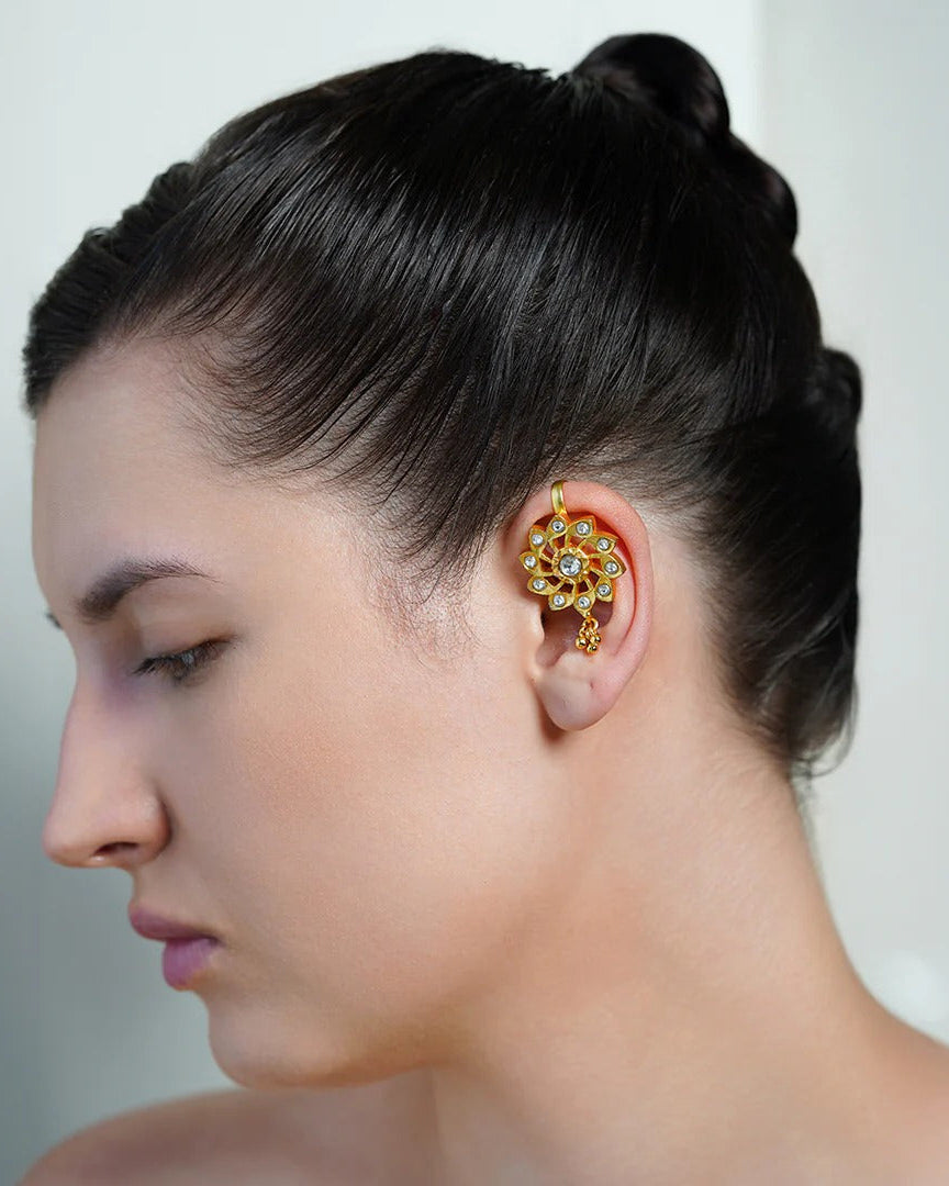 Sunburst Gold Ear Cuff Earrings