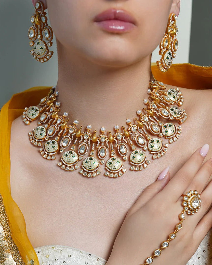 Peacock Aura Choker Necklace Set