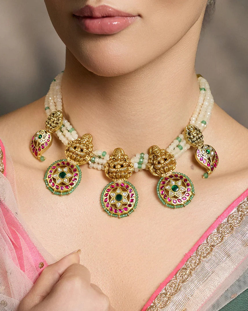 Ethnic Beaded Pendant Necklace