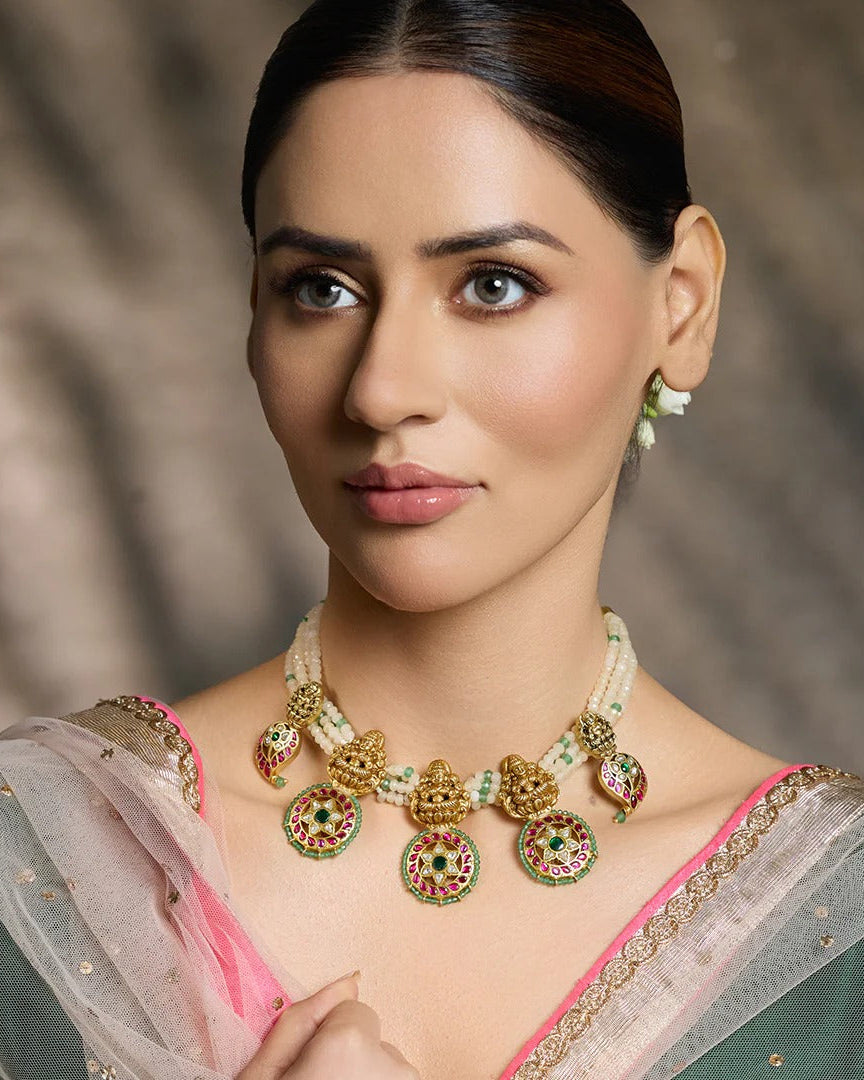 Ethnic Beaded Pendant Necklace