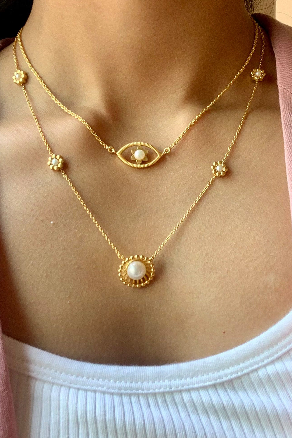 Amama,Marigold Pearl Necklace