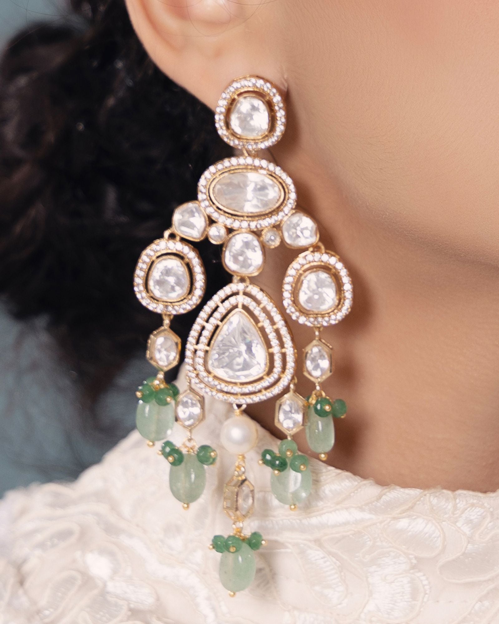 Polki-Pearl Glamorous Earrings
