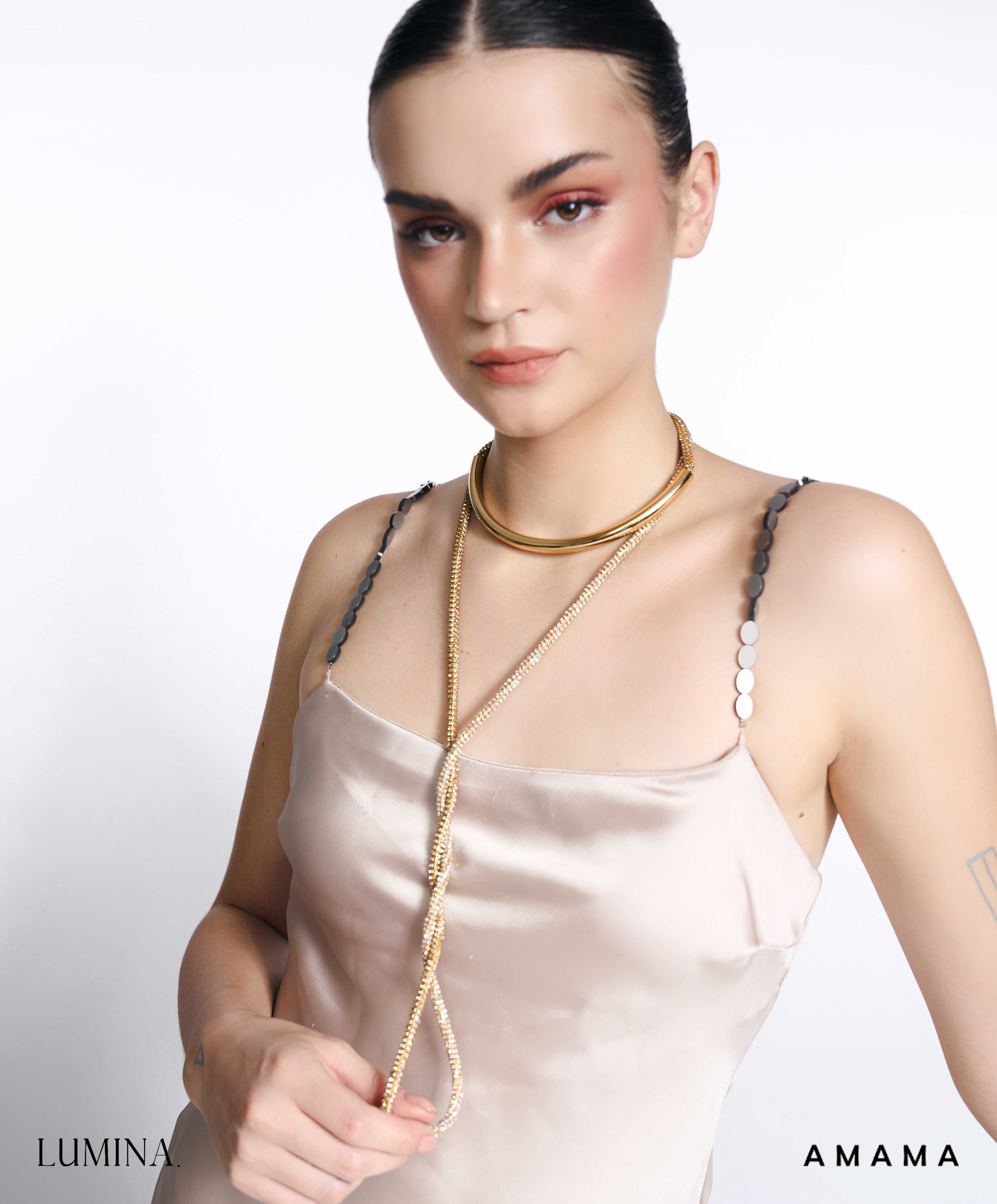 Amama,Stellar Wrap Necklace In Champagne Gold