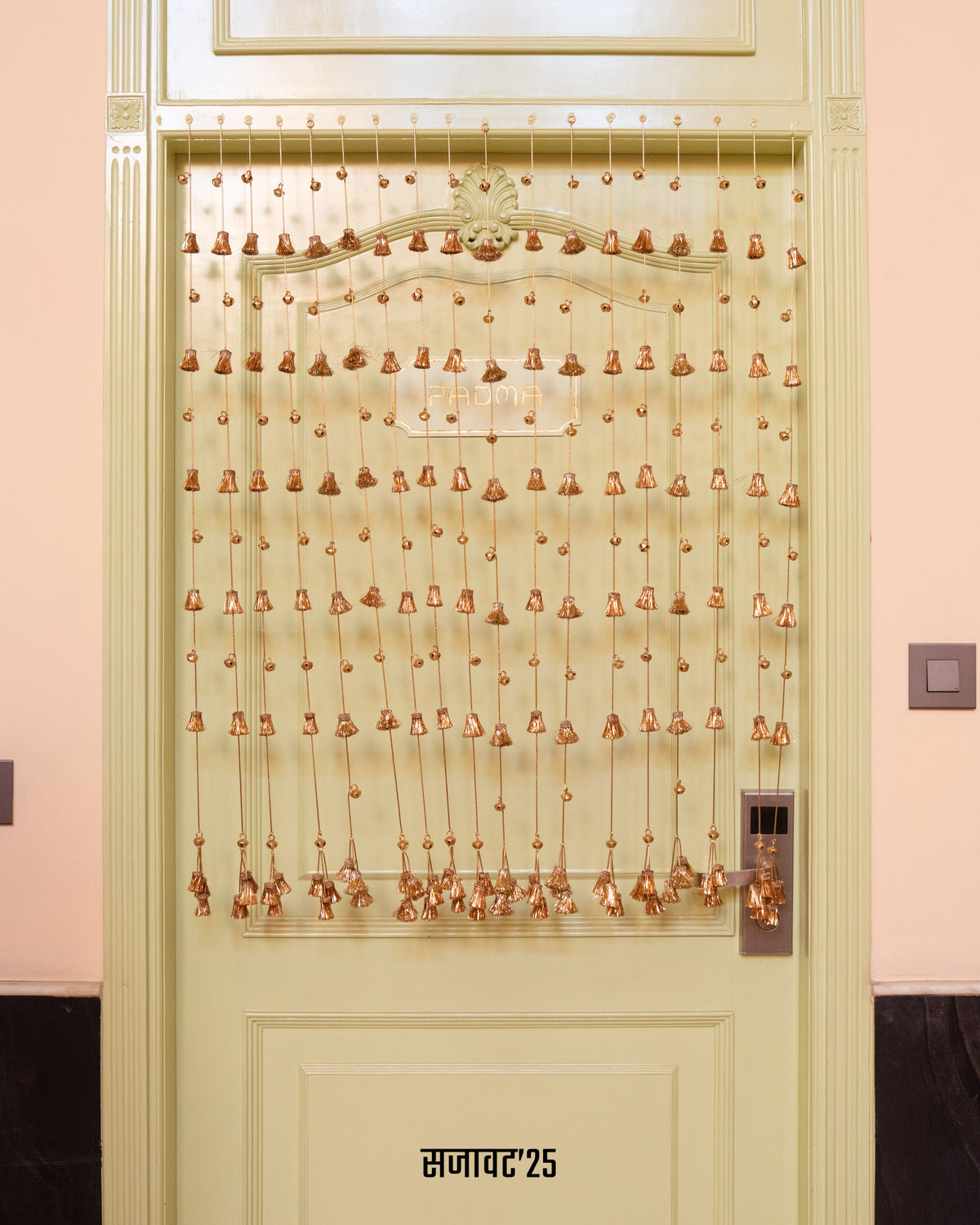 Decorative door with beaded curtain

