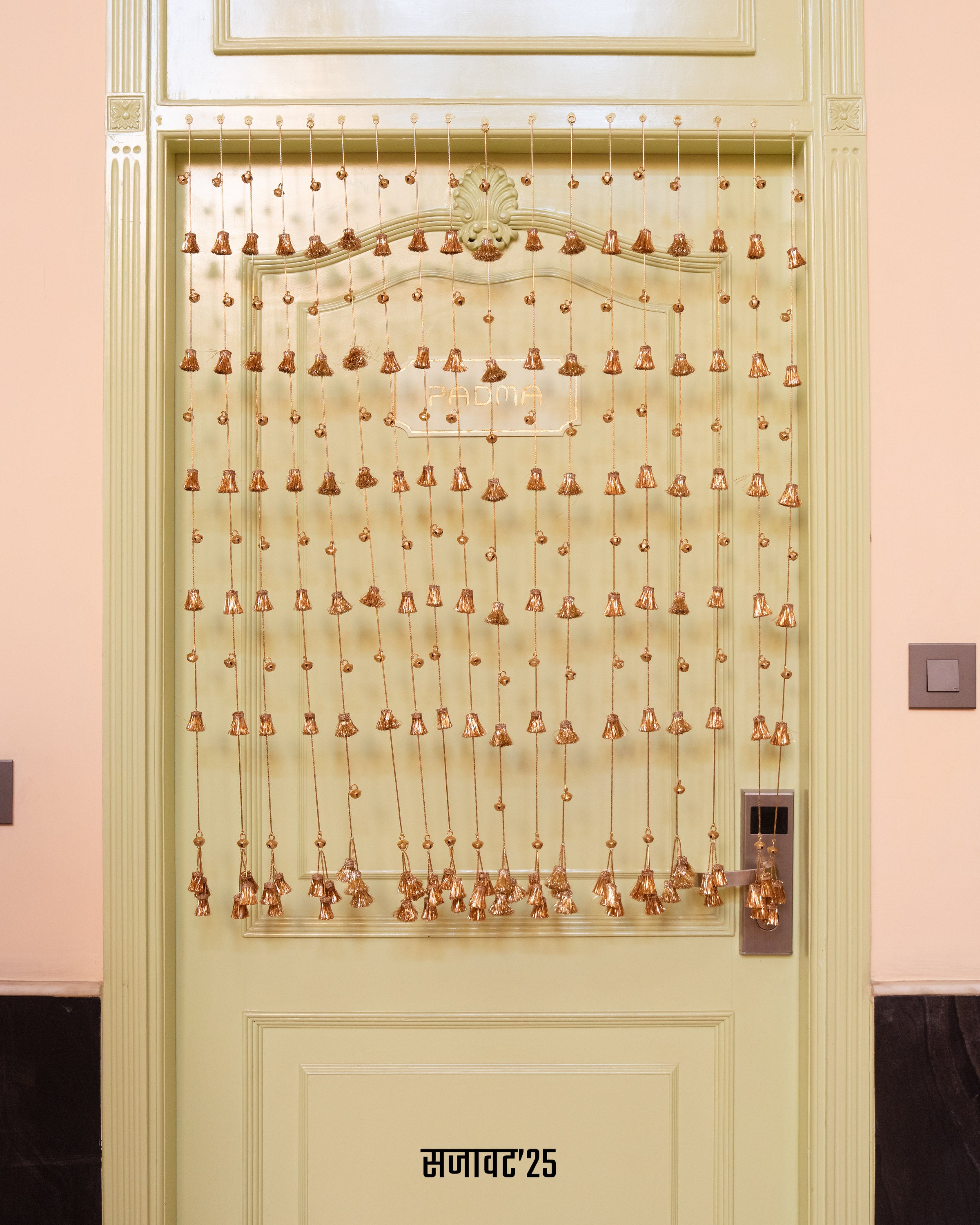 Decorative door with beaded curtain

