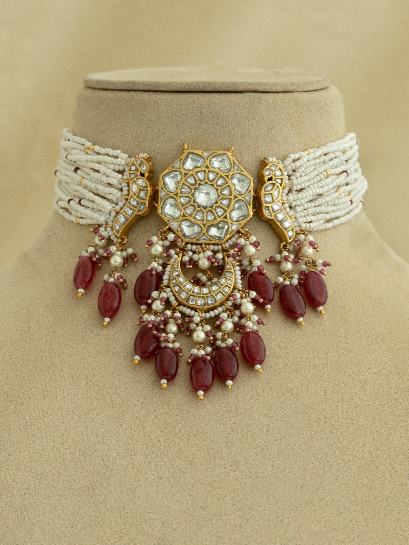 Amama,Thappa Jadau Kundan Necklace Set - TJ-S98