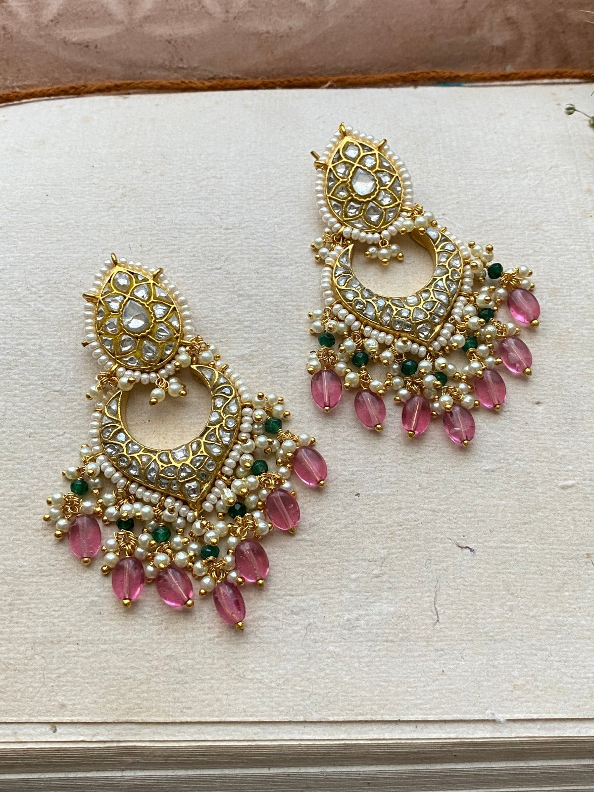 Amama,Thappa Jadau Kundan Earrings -TJ-E5