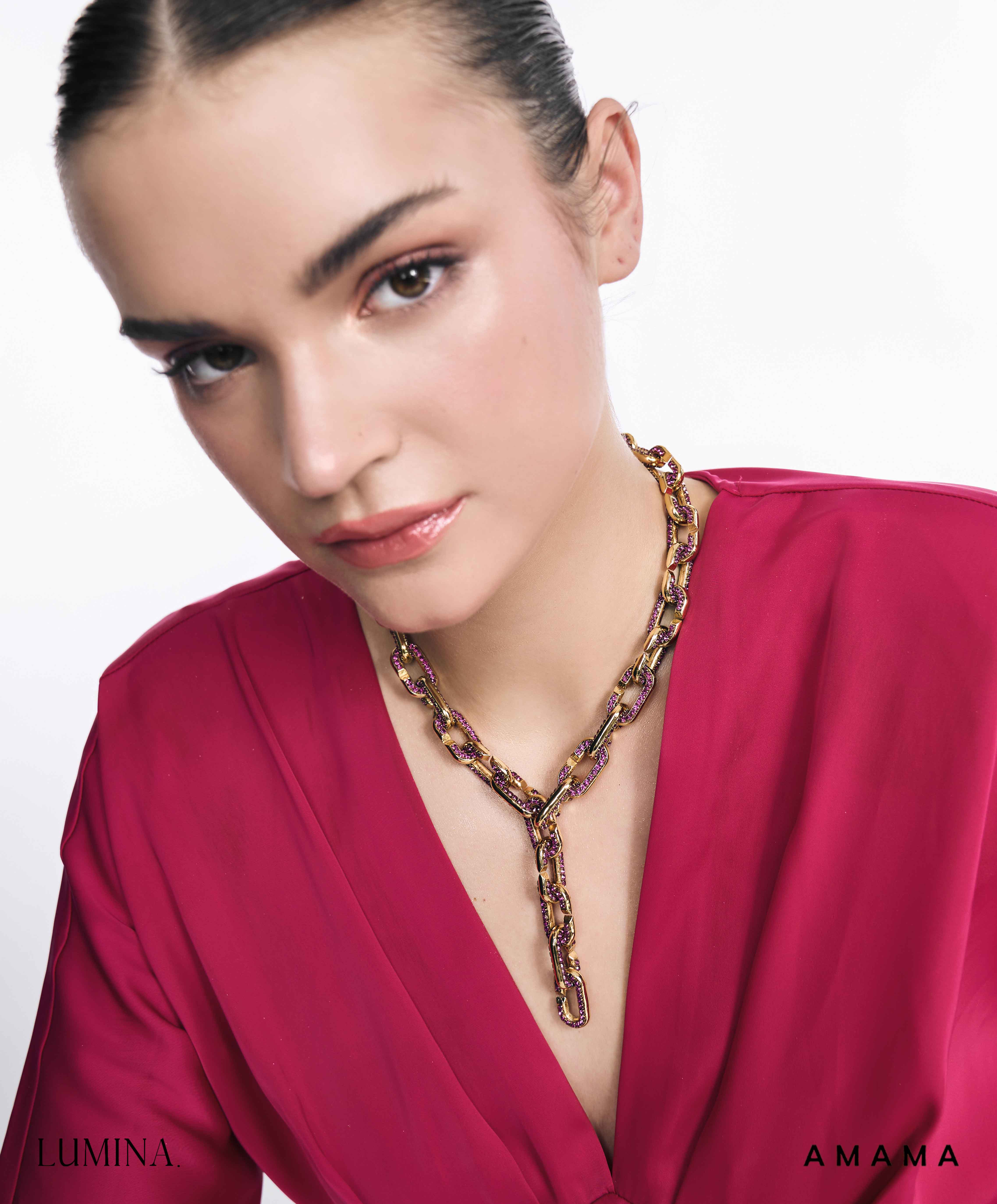 Amama,Stellar Link Necklace In Hot Pink