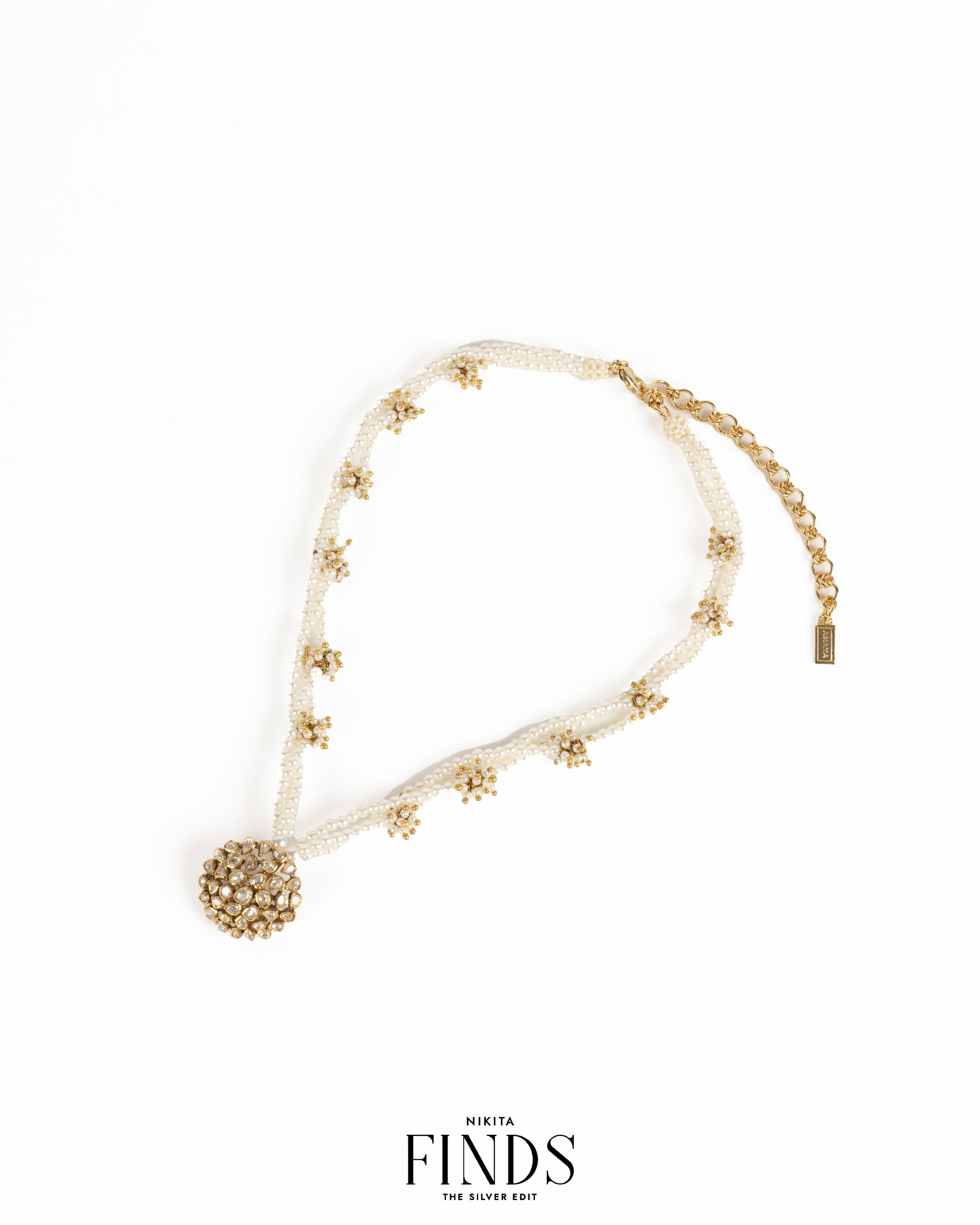 Siki 925 Silver Moissanite Gold Plated Pearl Necklace