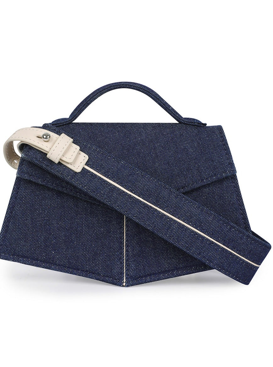 Amama,Kendal Handbag In Denim Blue And Ivory