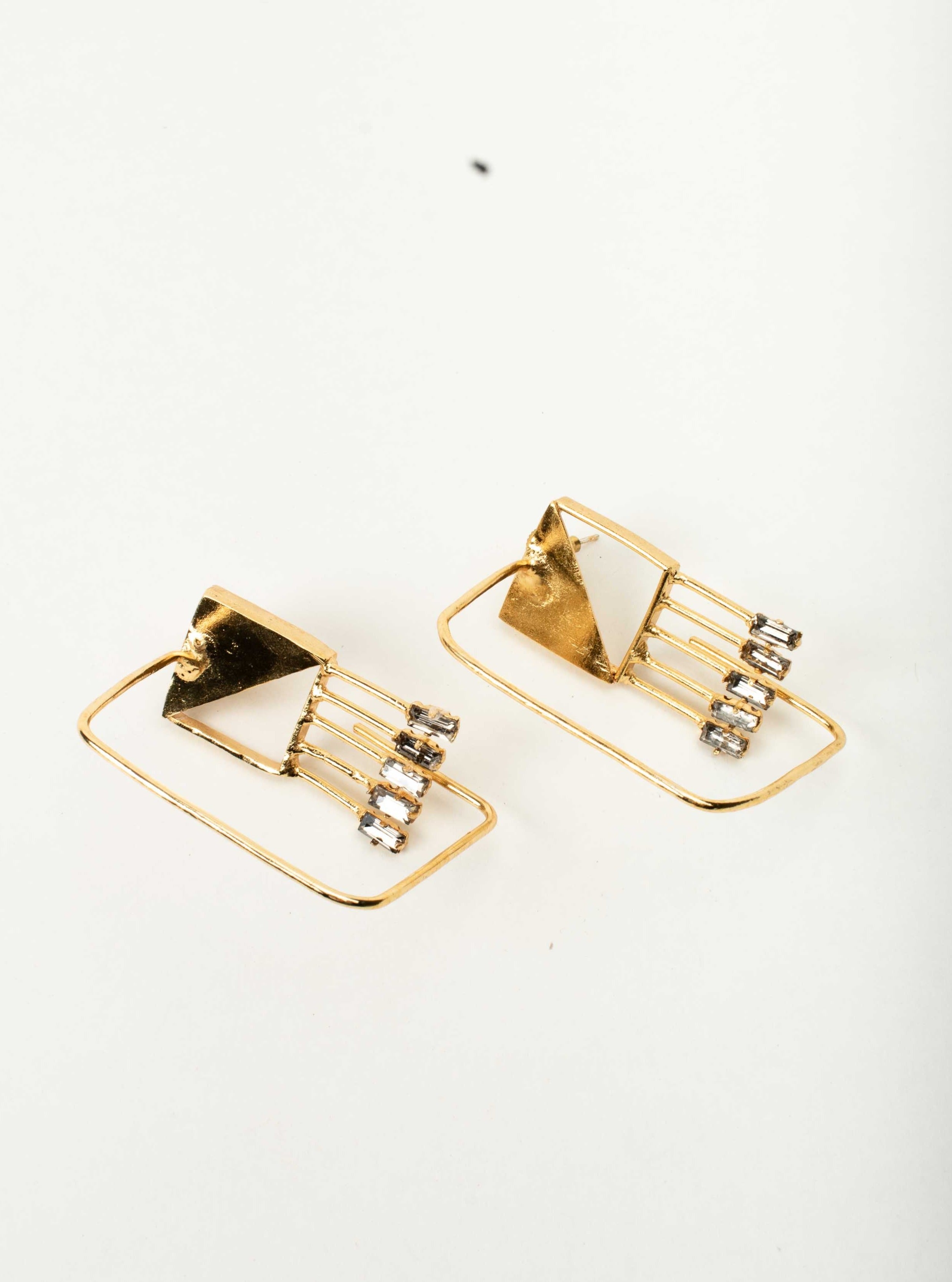 Amama,Half And Half Square In Square Earrings